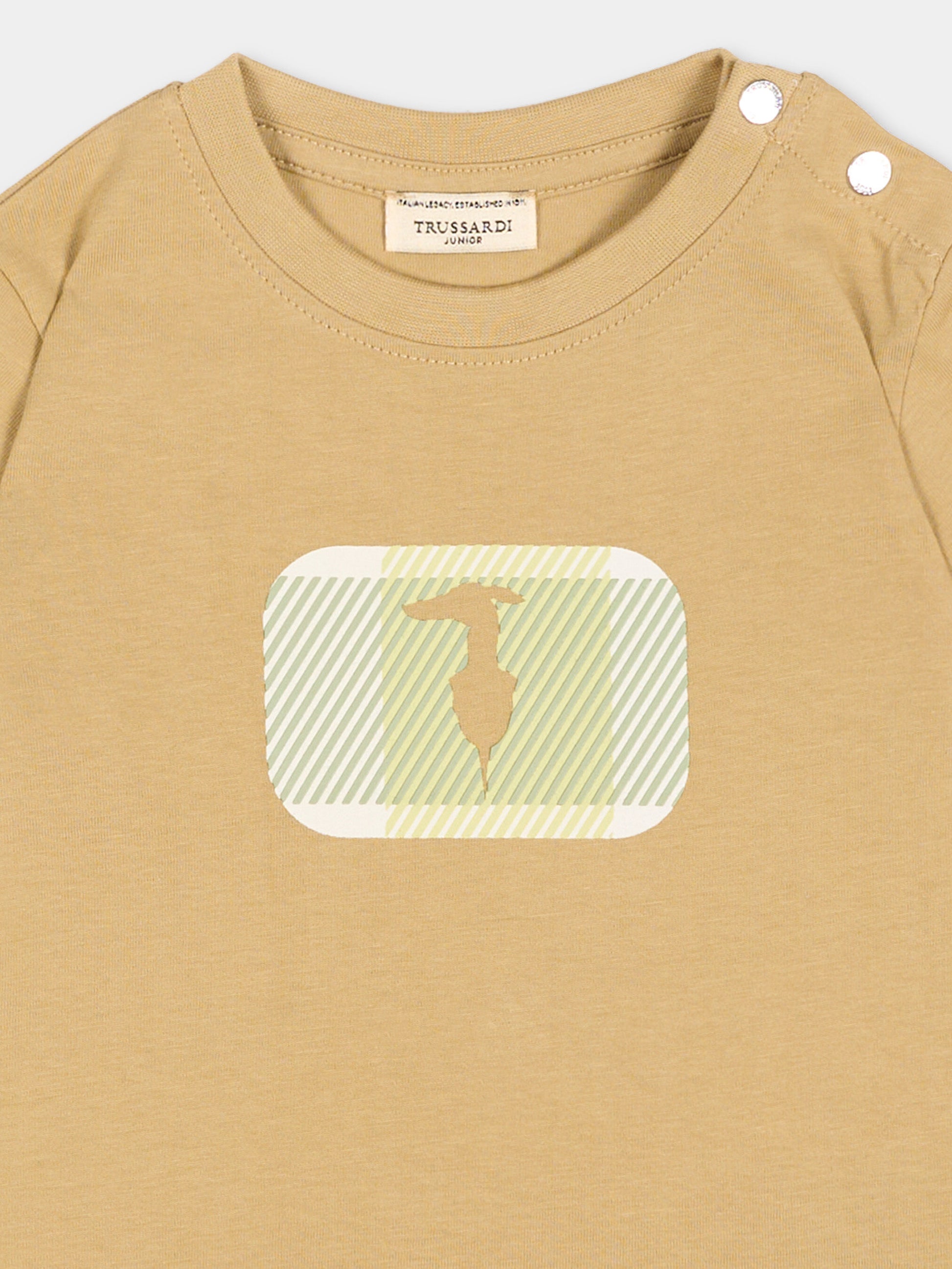 T-shirt marrone per neonato con levriero,Trussardi Junior,TIP26072TS BROWN INCENSE