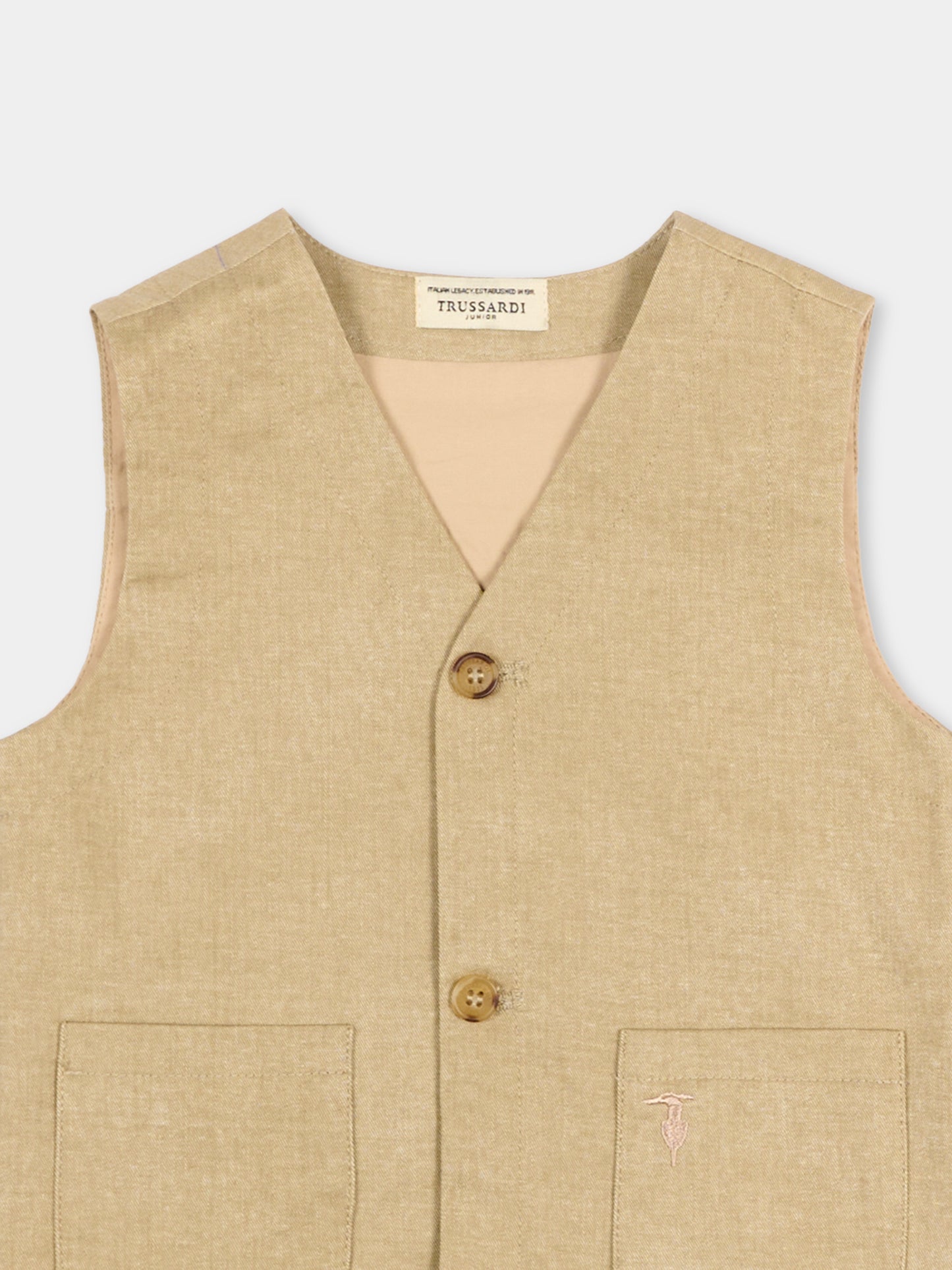 Panciotto marrone per neonato con levriero,Trussardi Junior,TIP26057GT BROWN INCENSE