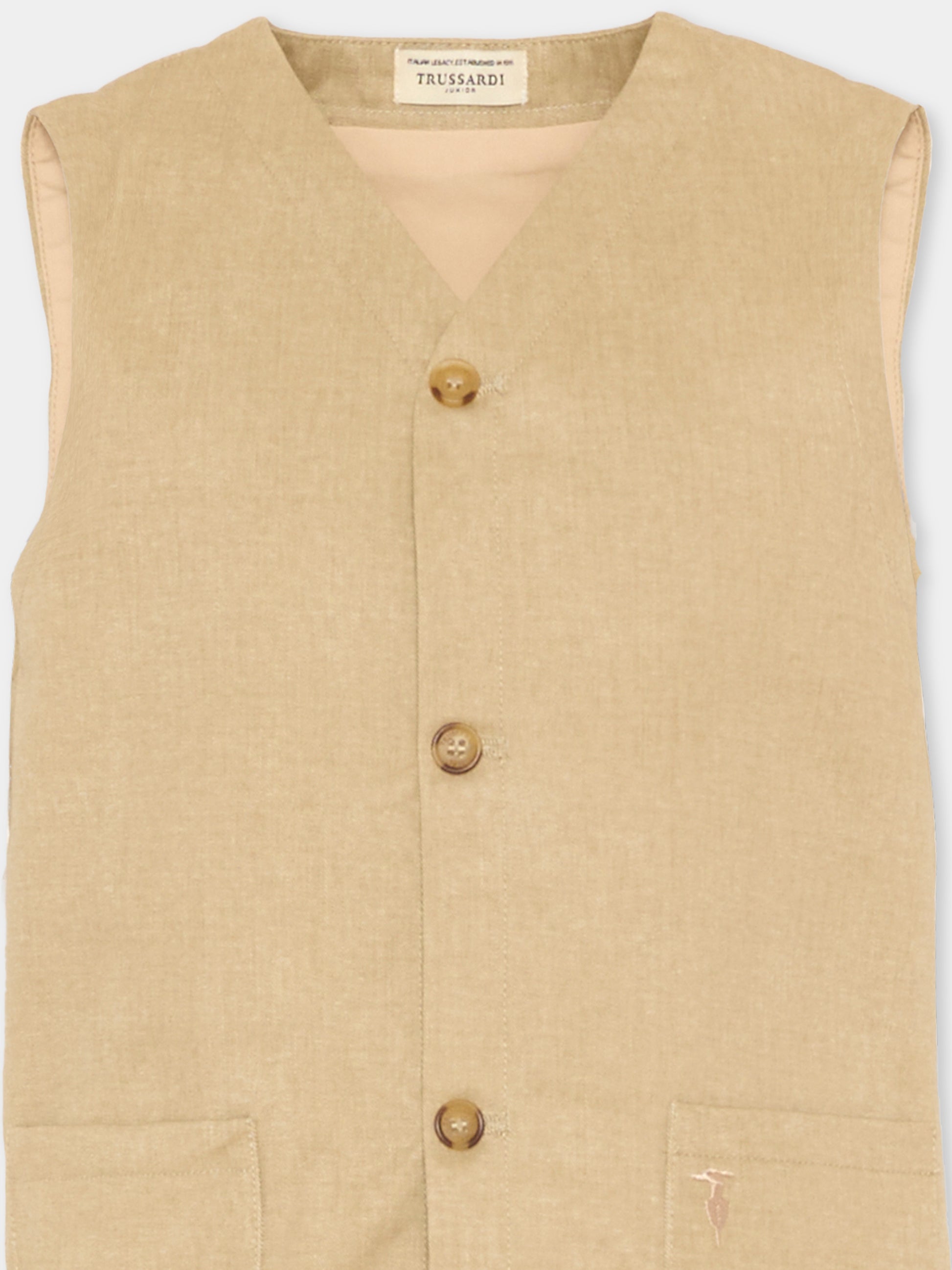 Panciotto marrone per bambino con levriero,Trussardi Junior,TIP26057GT BROWN INCENSE