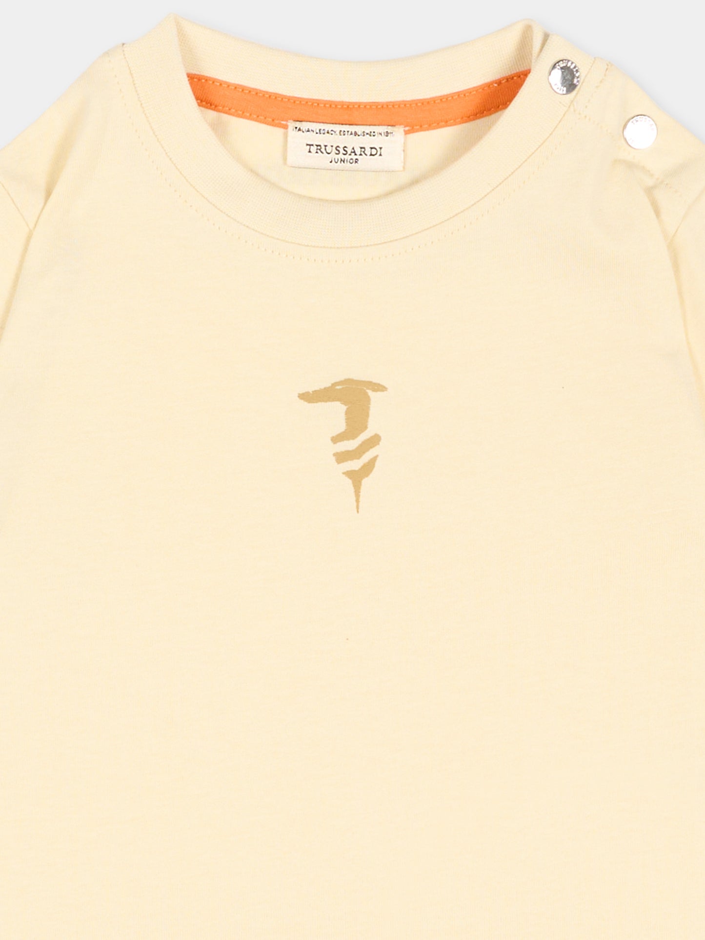 T-Shirt beige per neonato con levriero,Trussardi Junior,TIP26048TS BEIGE NEW ECRU