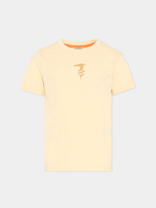 T-Shirt beige per bambino con logo,Trussardi Junior,TIP26048TS BEIGE NEW ECRU