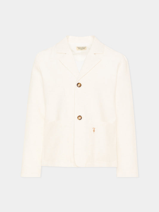 Giacca avorio per bambino con levriero,Trussardi Junior,TIP26054GC BEIGE NEW ECRU