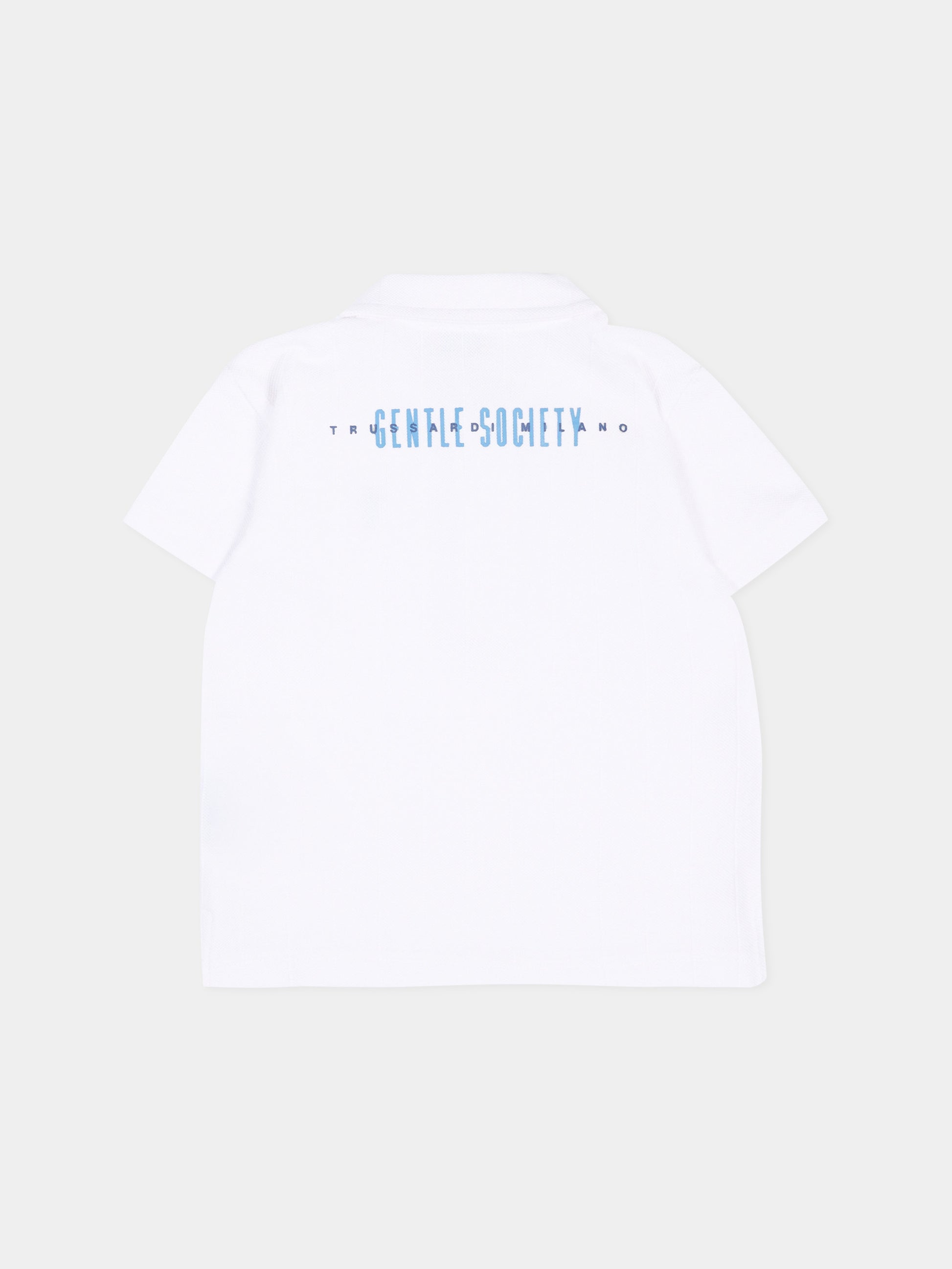 Polo bianca per neonato con levriero,Trussardi Junior,TIP26096PO WHITE