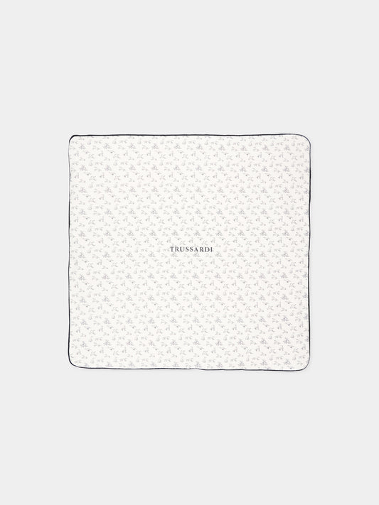 Coperta bianca per neonato con logo,Trussardi Junior,TLP26004CE WHITE BLUE