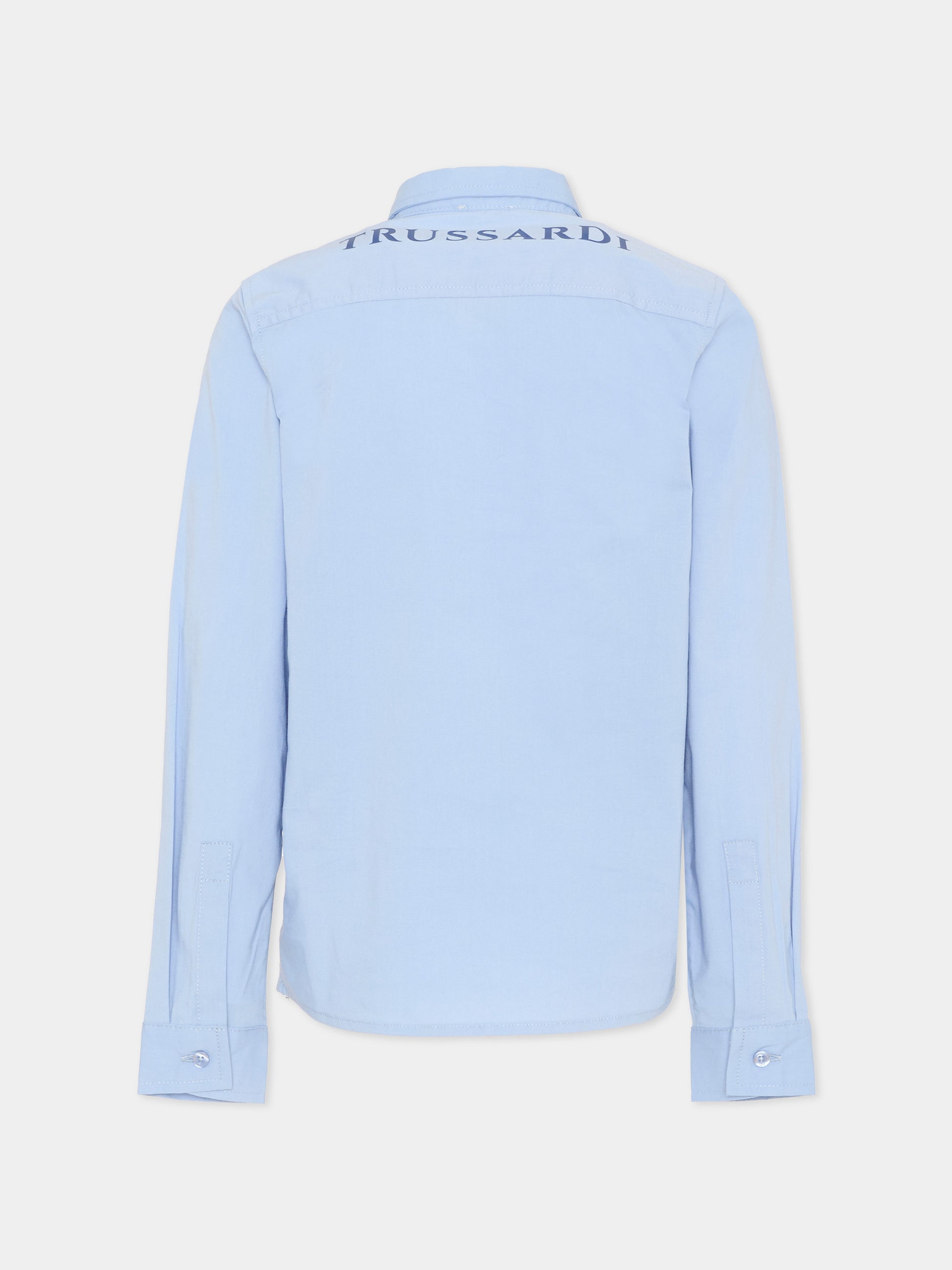 Camicia celeste per bambino con logo,Trussardi Junior,TIP26005CA BLUE PLACID