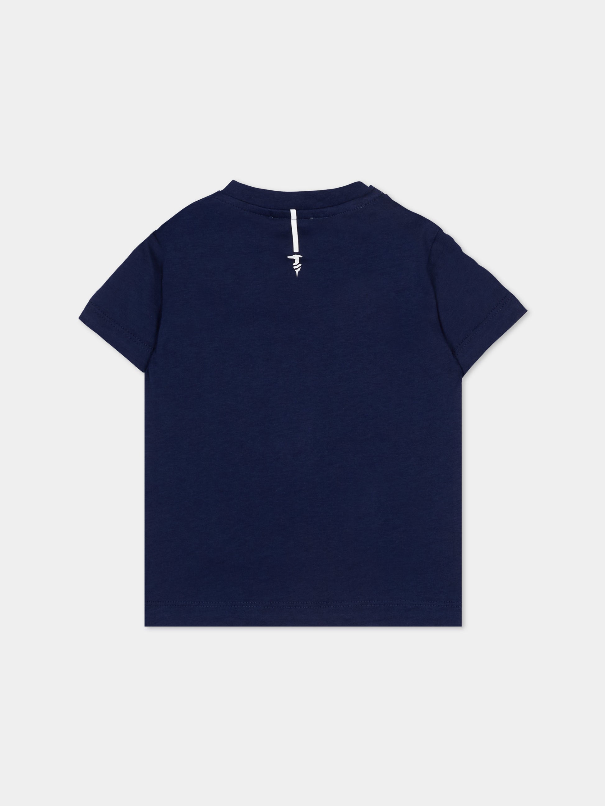 T-Shirt blu per neonato con logo,Trussardi Junior,TIP26035TS BLUE ESTATE