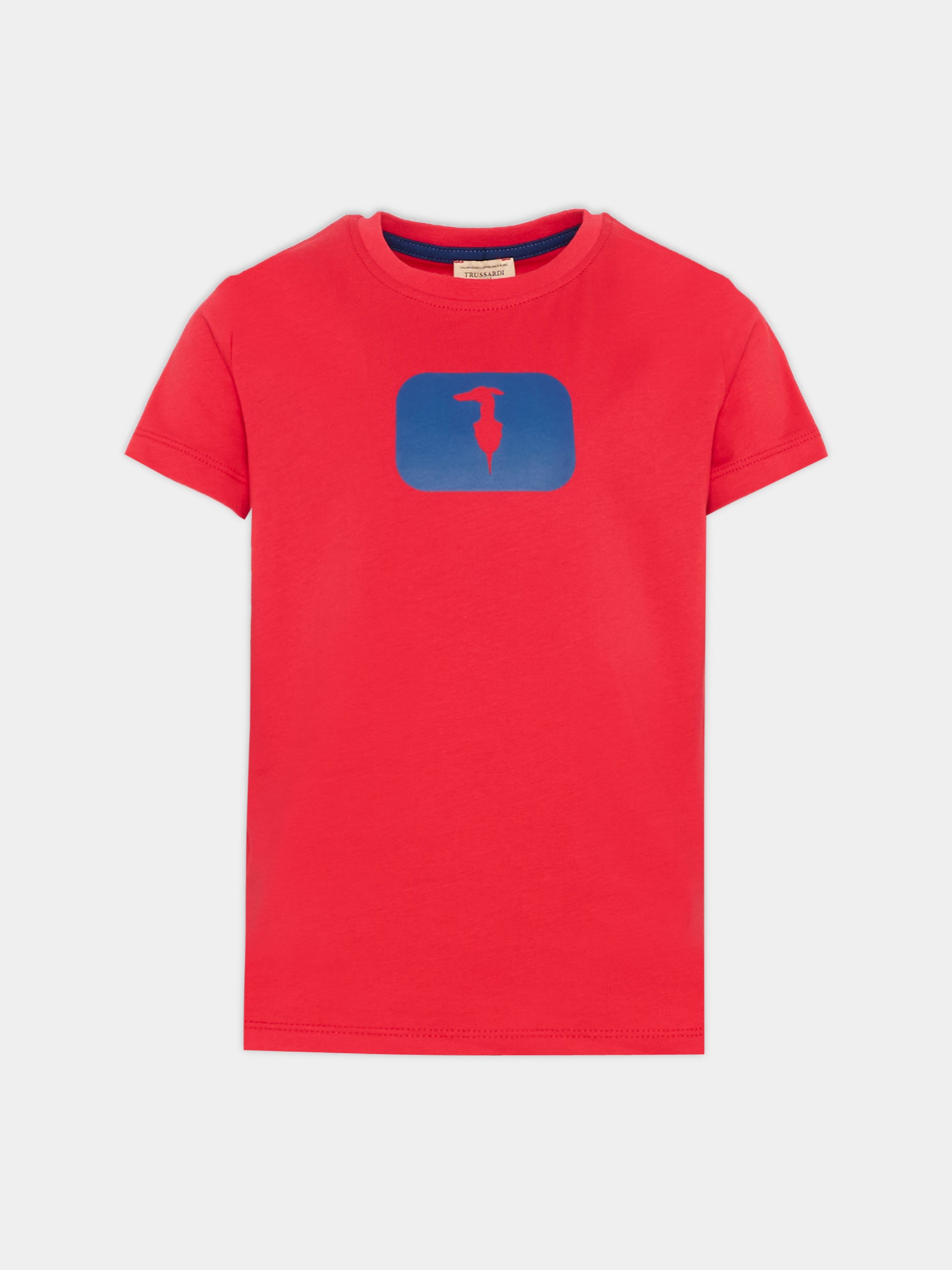 T-Shirt rossa per bambino con levriero,Trussardi Junior,TIP26093TS RED LYCHEE