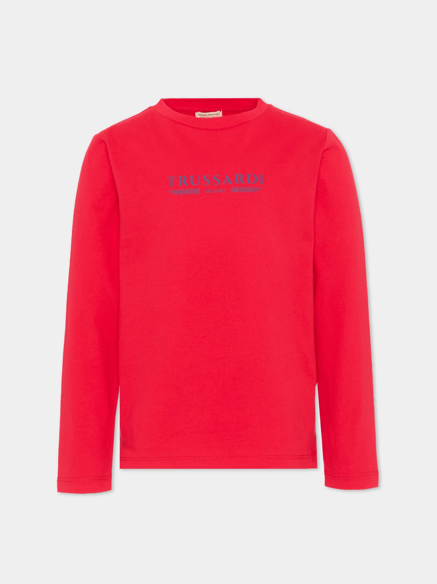 T-shirt rossa per bambino con logo,Trussardi Junior,TIP26106TS RED LYCHEE