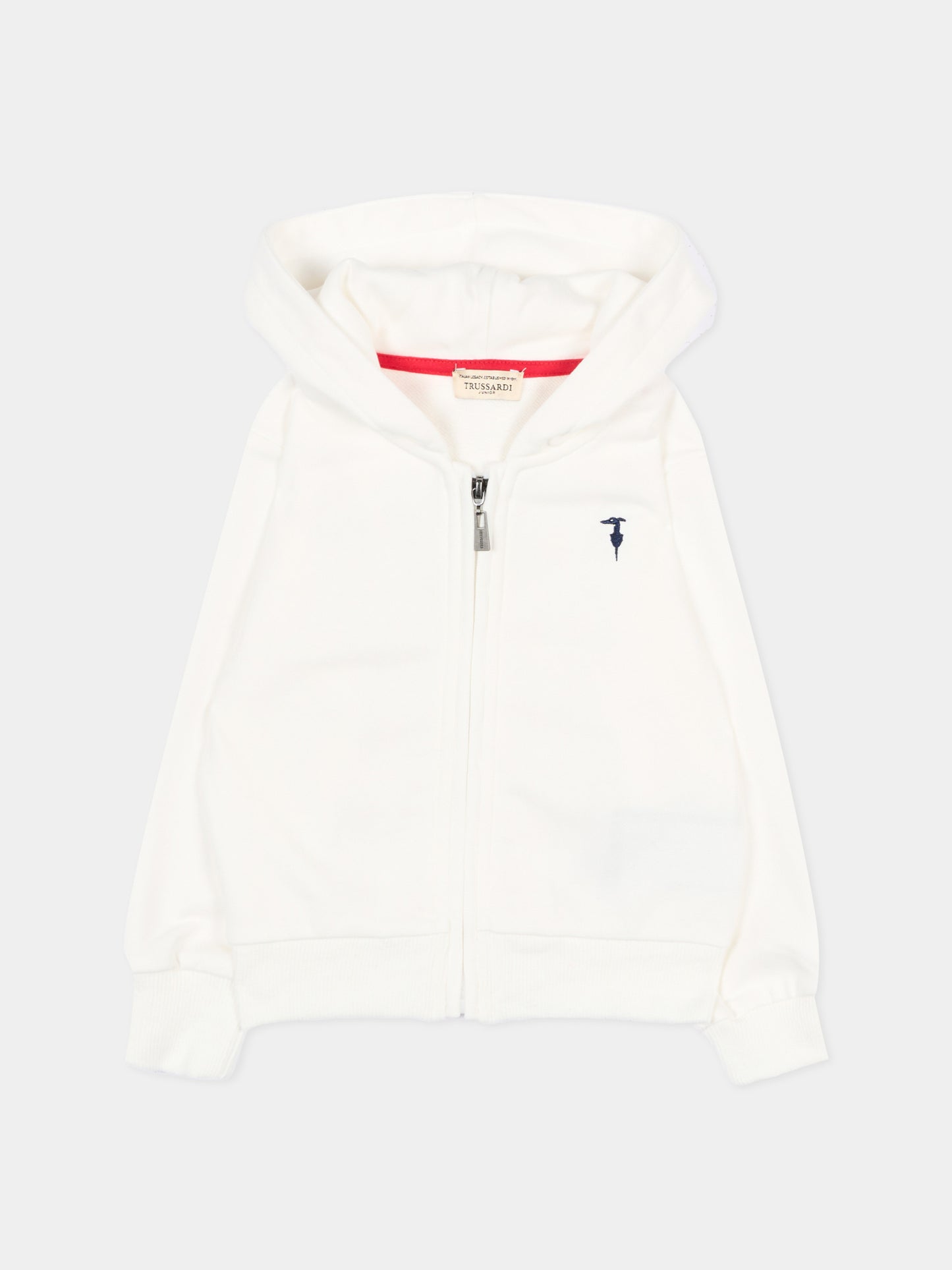 Felpa bianca per neonato con levriero,Trussardi Junior,TIP26090FE WHITE