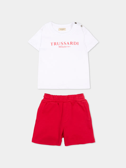 Completo sportivo bianco per neonato con logo,Trussardi Junior,TIP26008CJ WHITE