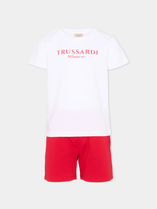 Completo sportivo bianco per bambino con logo,Trussardi Junior,TIP26008CJ WHITE