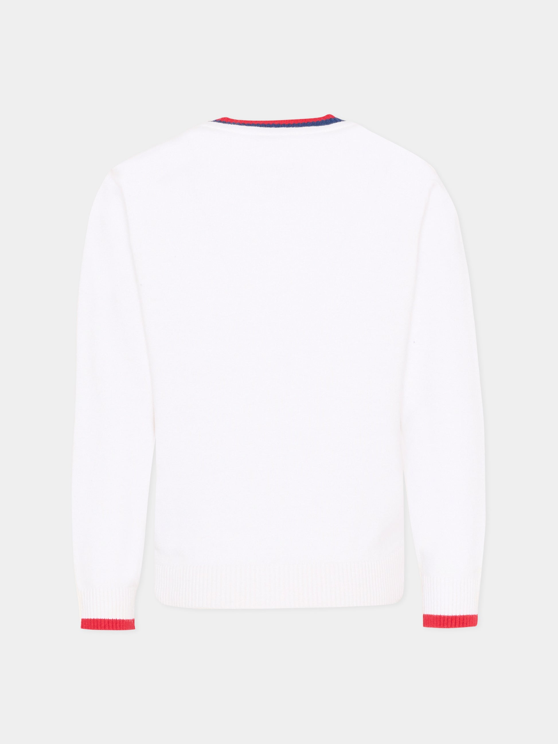 Cardigan bianco per bambino con logo,Trussardi Junior,TIP26007CD WHITE