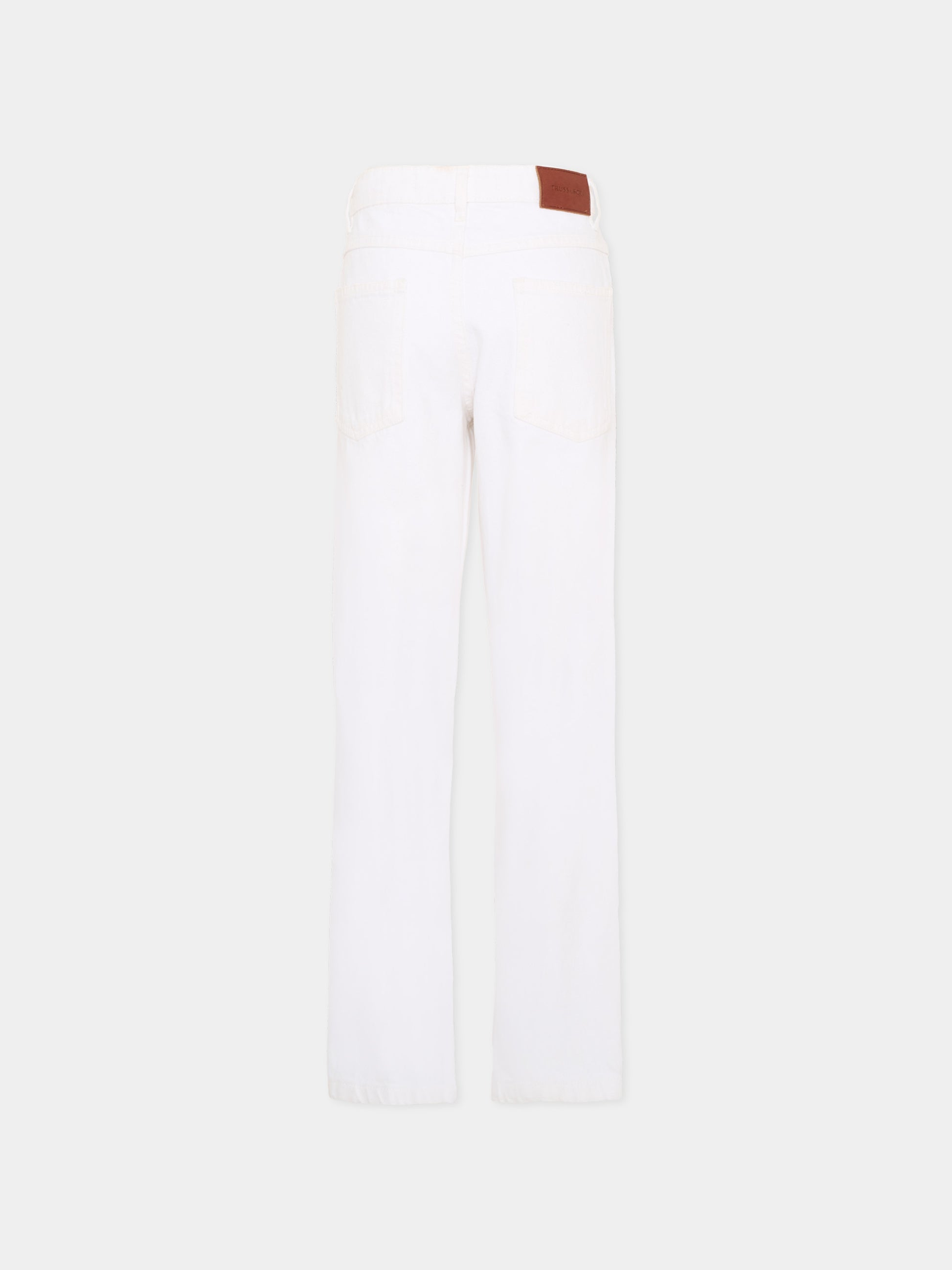 Pantalone bianco per bambino in denim,Trussardi Junior,TBP26017PA WHITE OPTICAL
