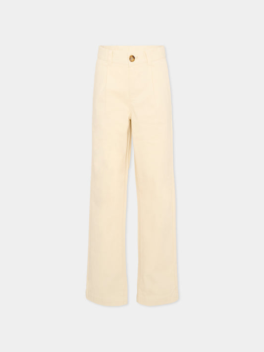 Pantaloni casual beige per bambino con levriero,Trussardi Junior,TBP26131PA BEIGE NEW ECRU