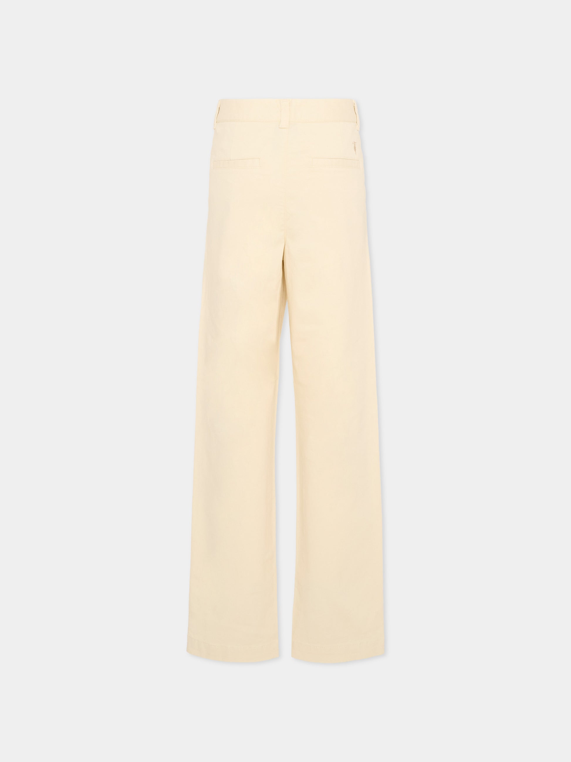 Pantaloni casual beige per bambino con levriero,Trussardi Junior,TBP26131PA BEIGE NEW ECRU