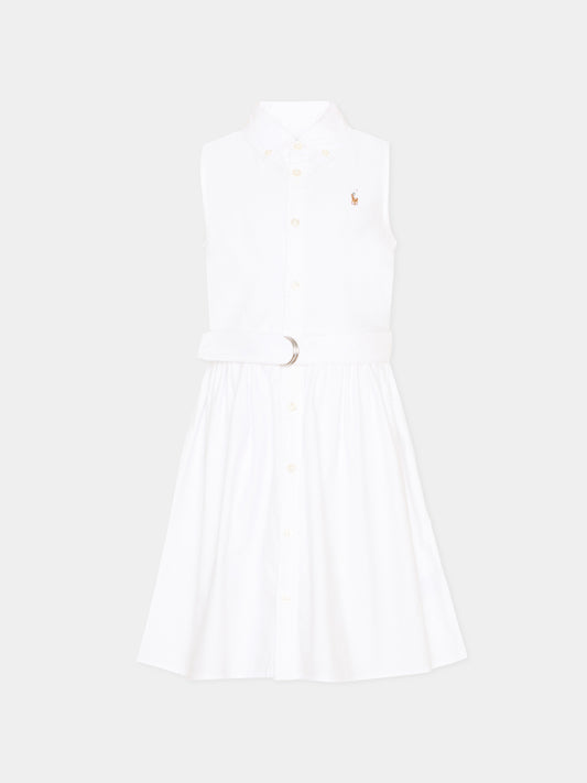 Vestito bianco per bambina con Polo Pony,Ralph Lauren Kids,934188001