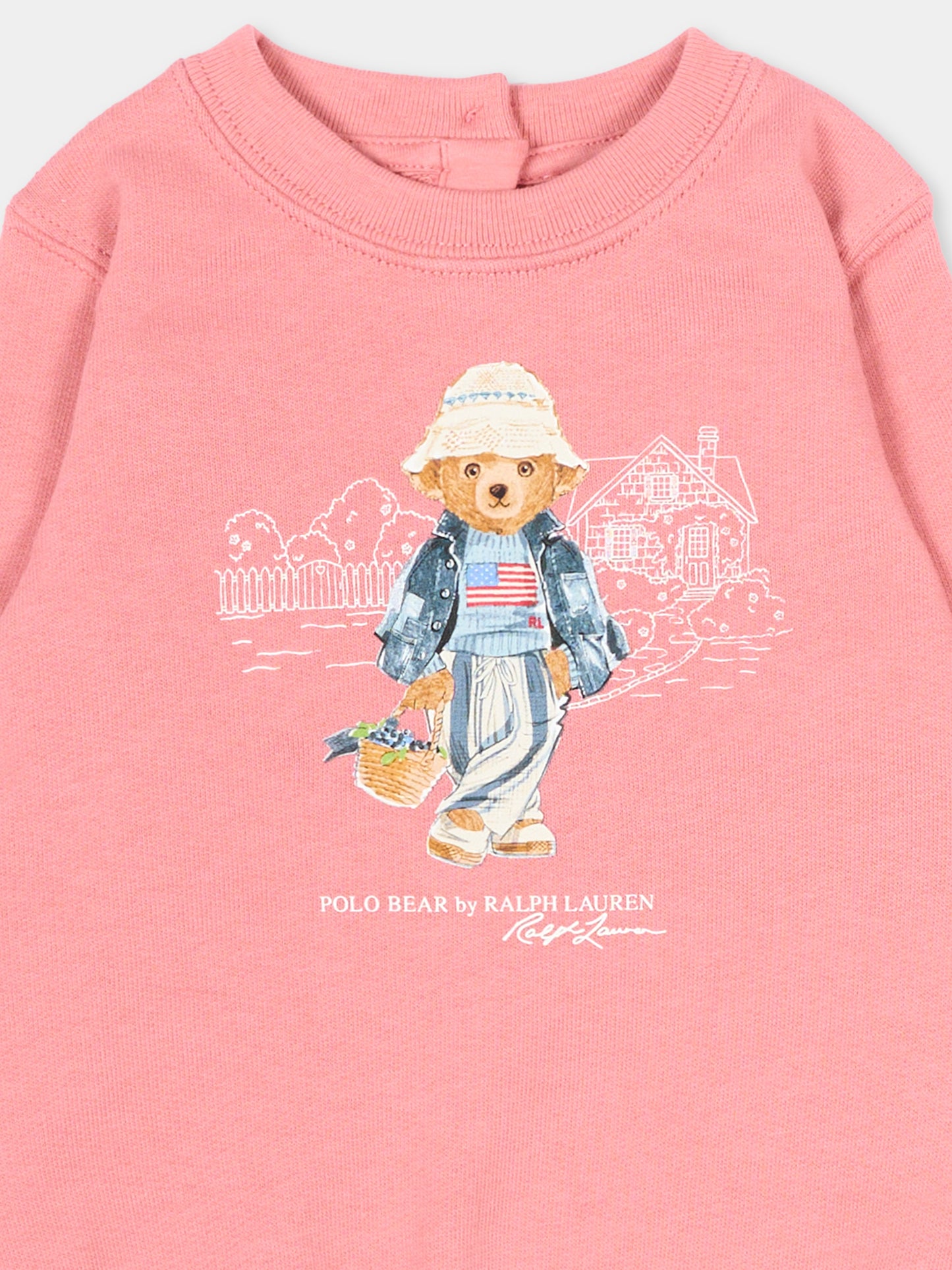 Felpa rosa per neonata con Polo Bear,Ralph Lauren Kids,B15228001