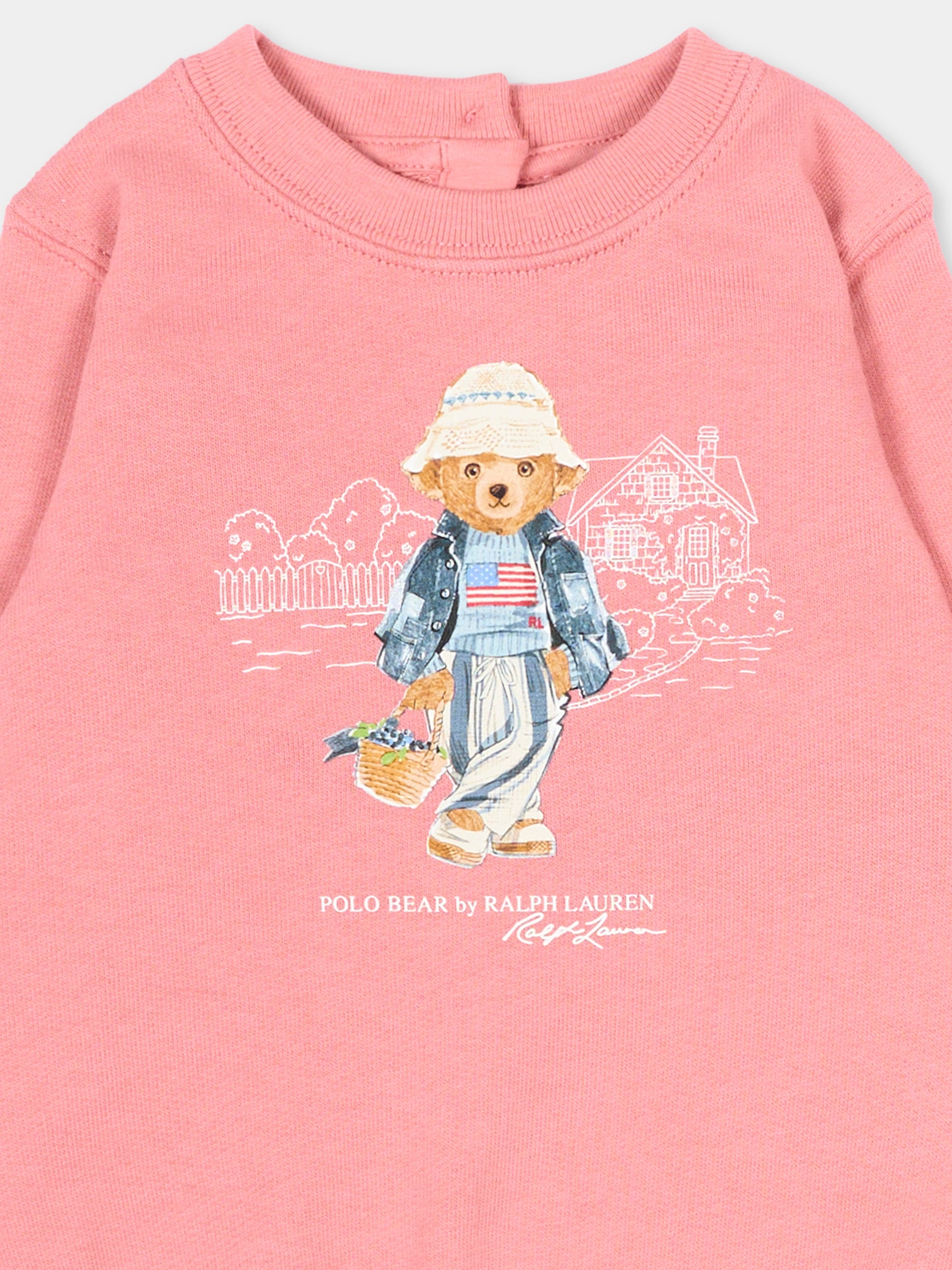 Felpa rosa per neonata con Polo Bear,Ralph Lauren Kids,B15228001