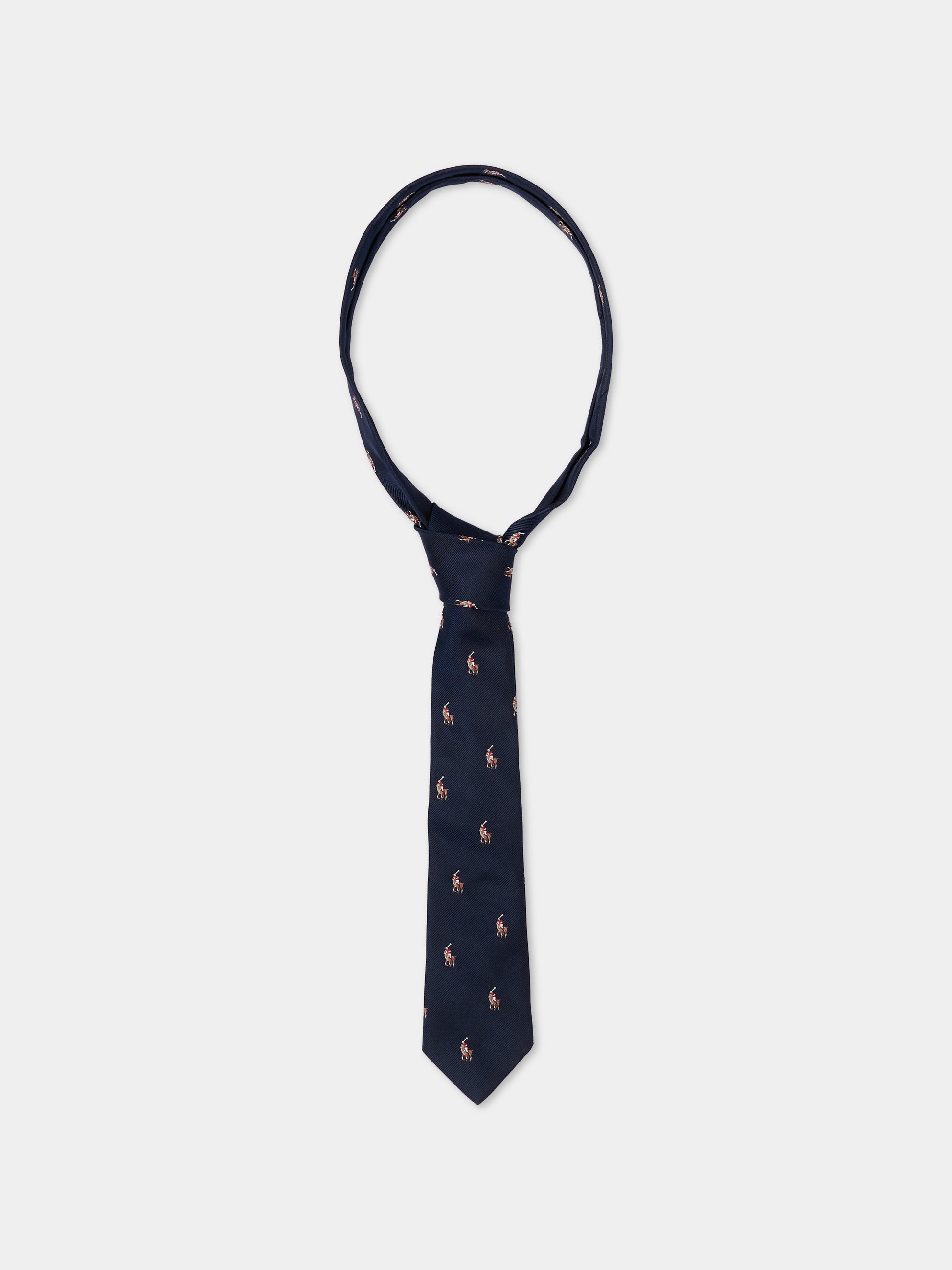 Cravatta blu per bambino con Polo Pony,Ralph Lauren Kids,654427004