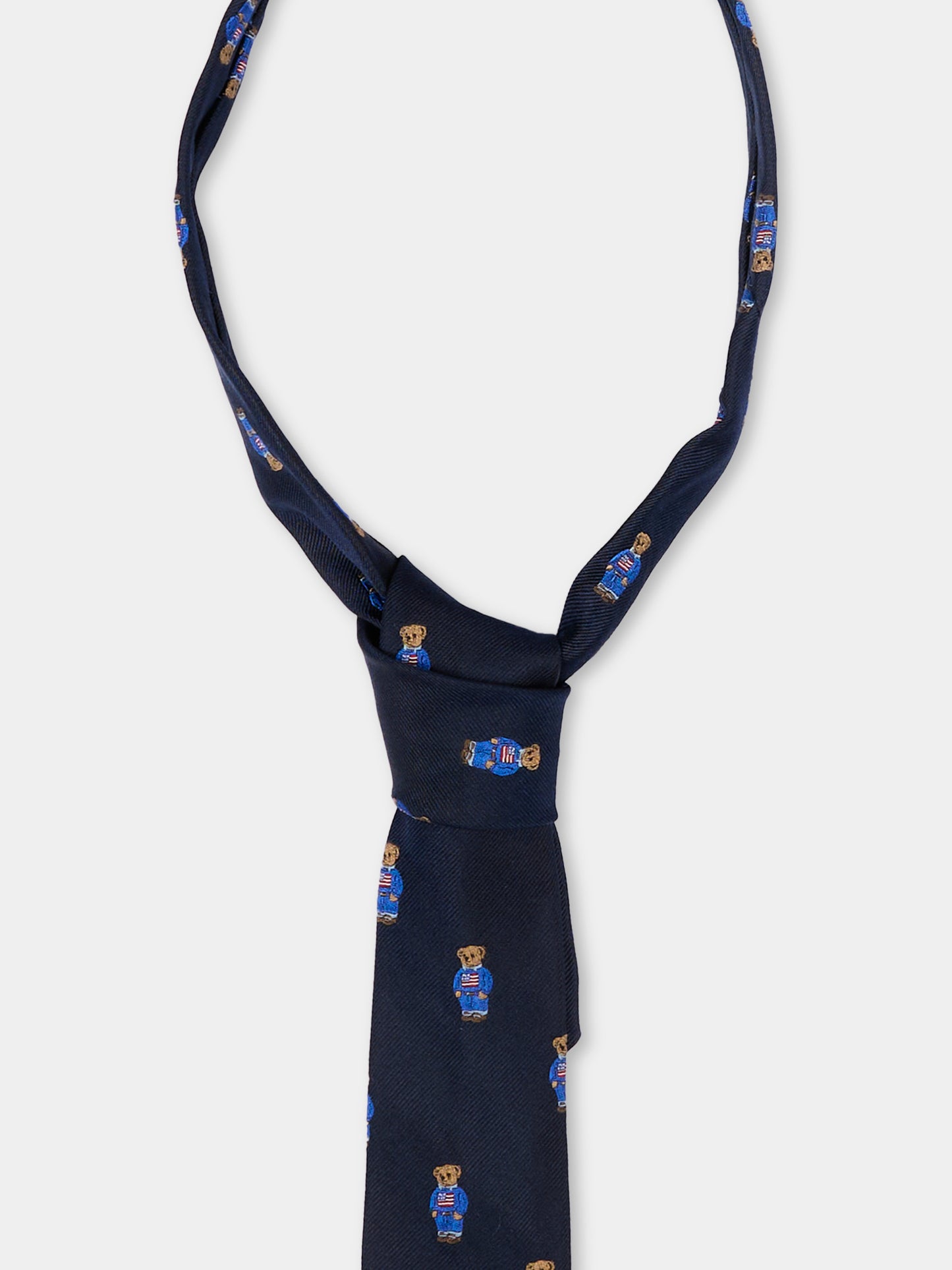 Cravatta blu per bambino con Polo Bear,Ralph Lauren Kids,725452002