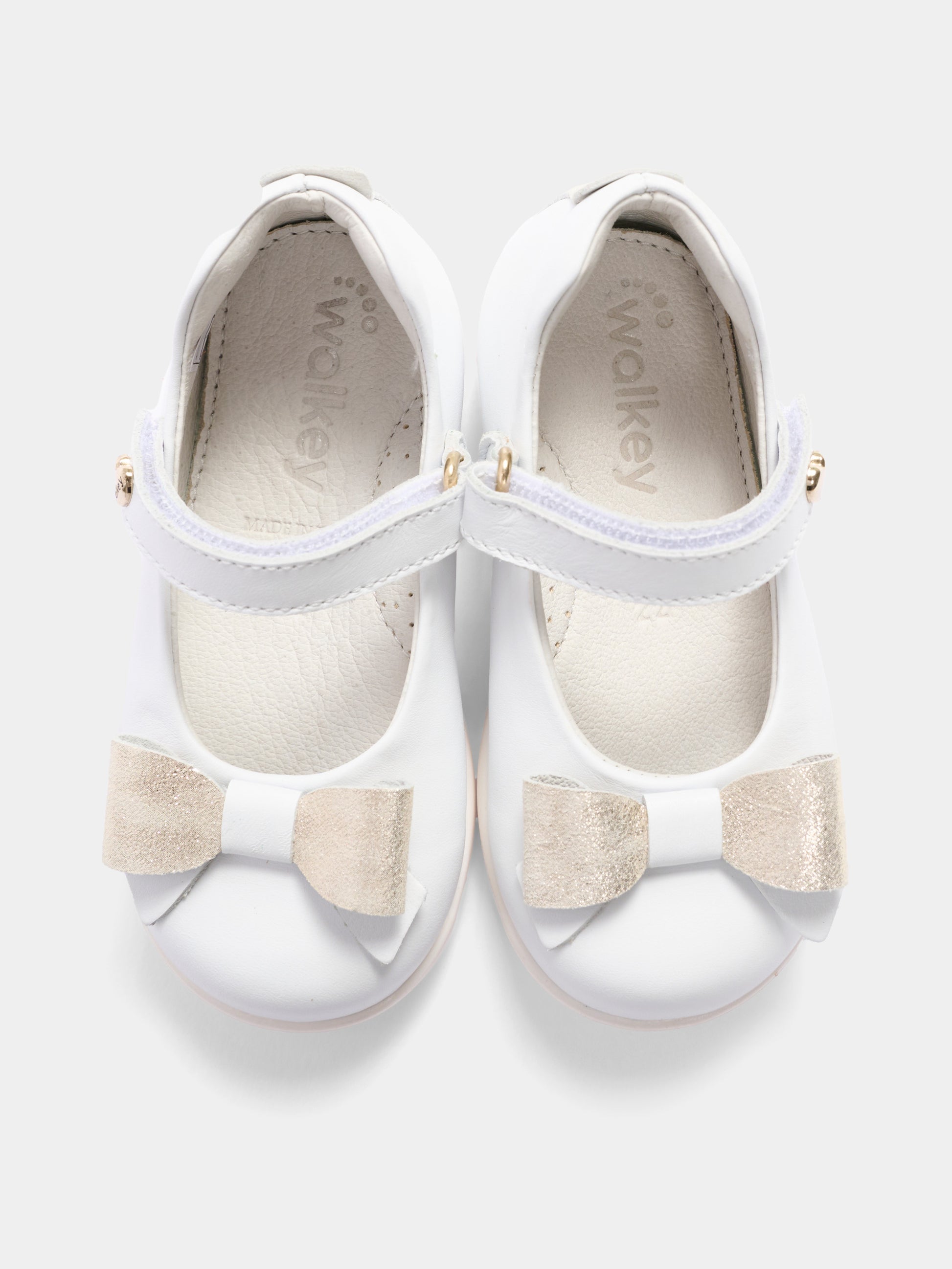 Ballerine bianche per bambina con fiocco,Walkey,Y1A3 44072 0092X048