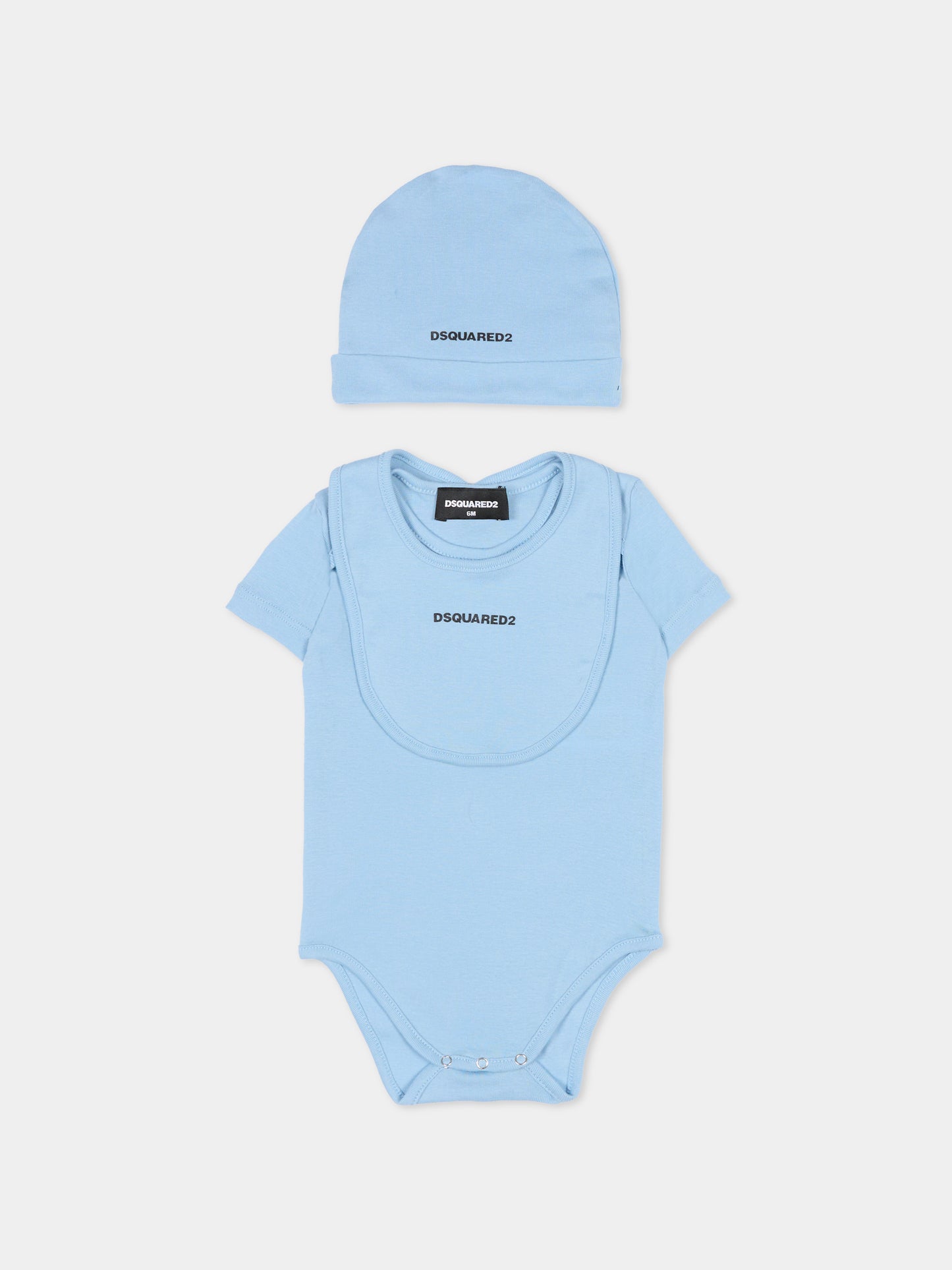 Set body azzurro per neonato con logo,Dsquared2,DQ2876 D0A8U DQ814