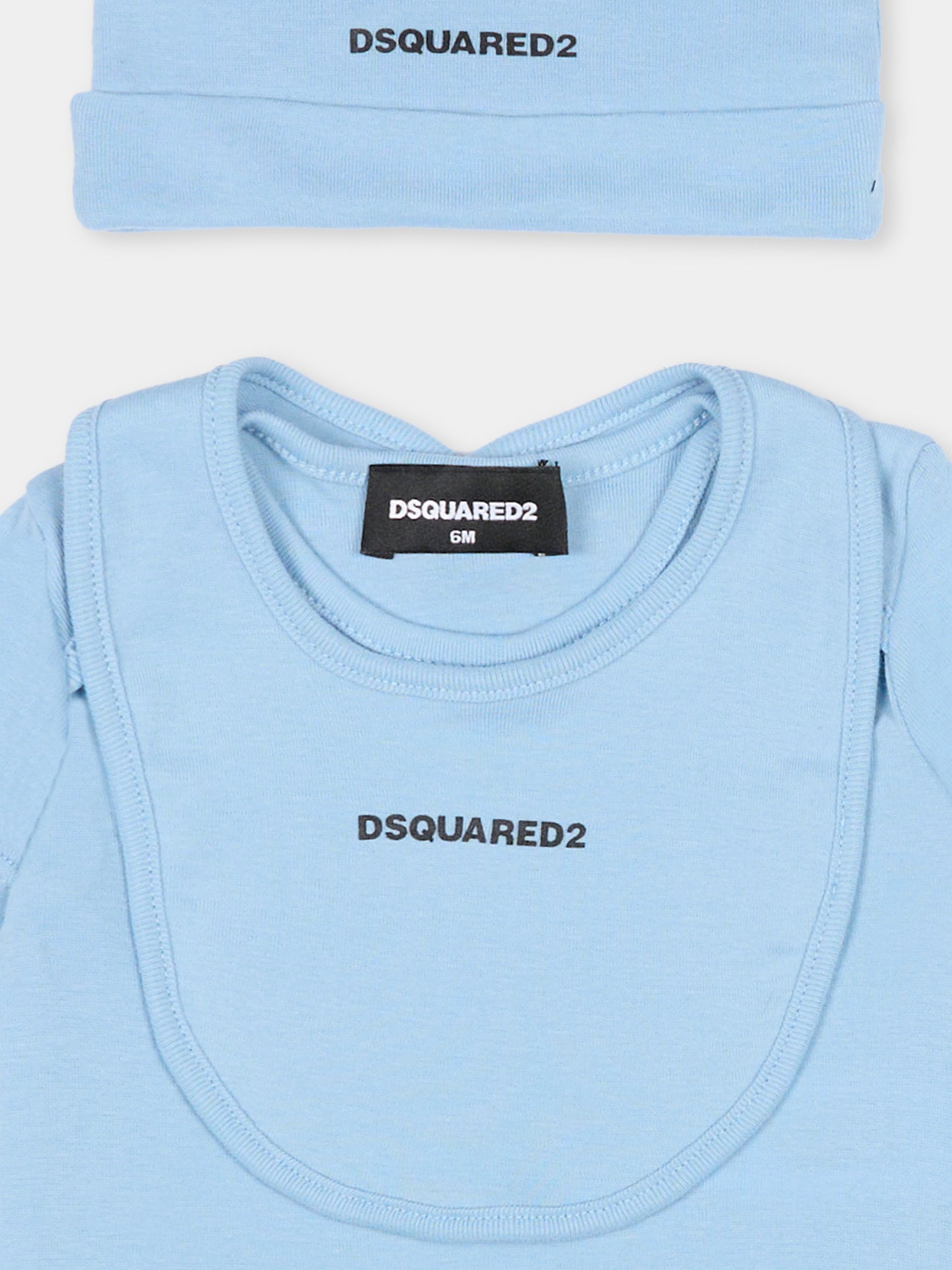 Set body azzurro per neonato con logo,Dsquared2,DQ2876 D0A8U DQ814
