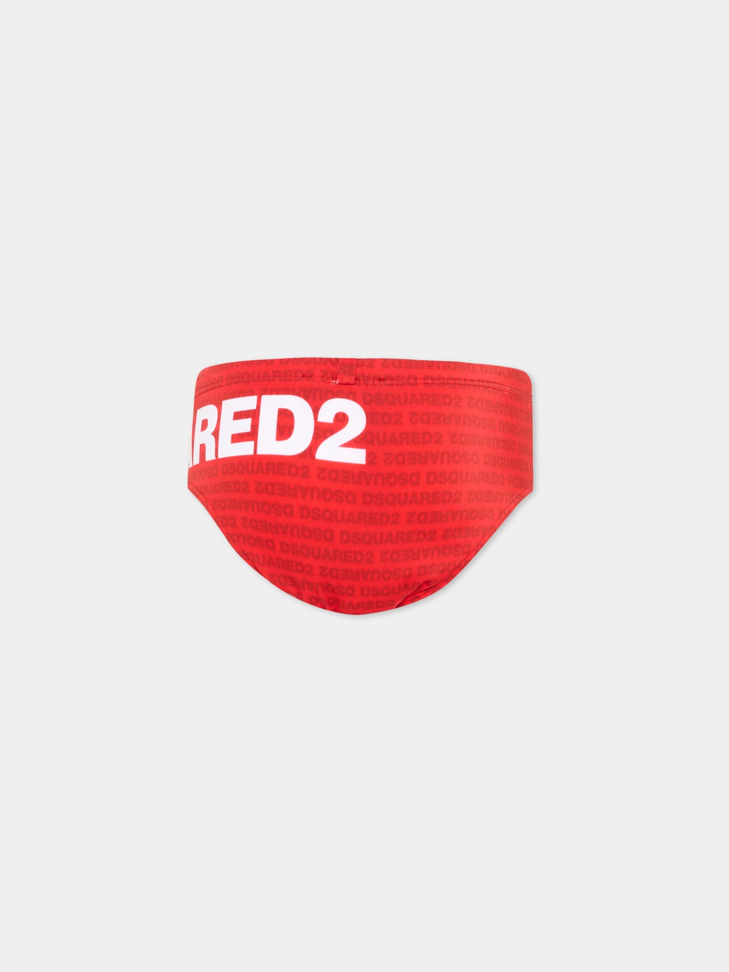 Slip mare rosso per bambino con logo,Dsquared2,DQ3299 D0AGX DQ401