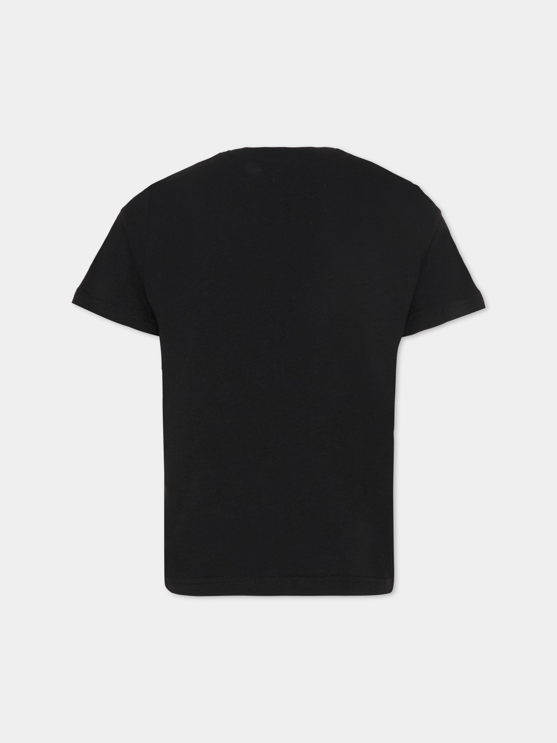 T-shirt nera per bambino con logo verde fluo,Dsquared2,DQ3301 D0ACD DQ900