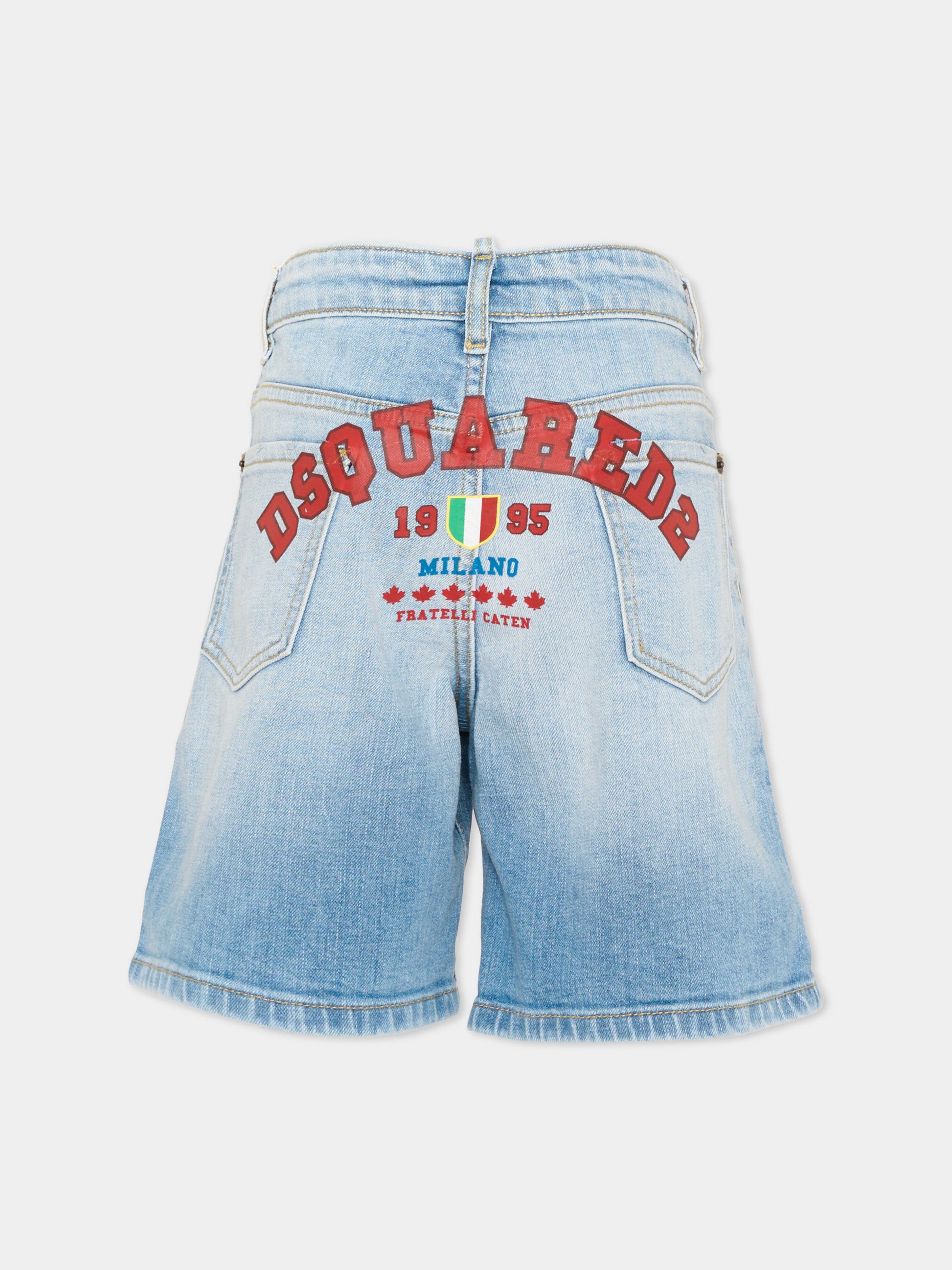 Shorts denim per bambino con logo,Dsquared2,DQ3345 D0AHN DQ01