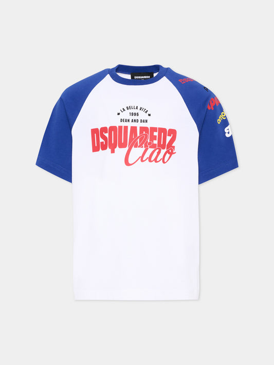 T-Shirt bianca per bambini con logo,Dsquared2,DQ3351 D00XM DQ879