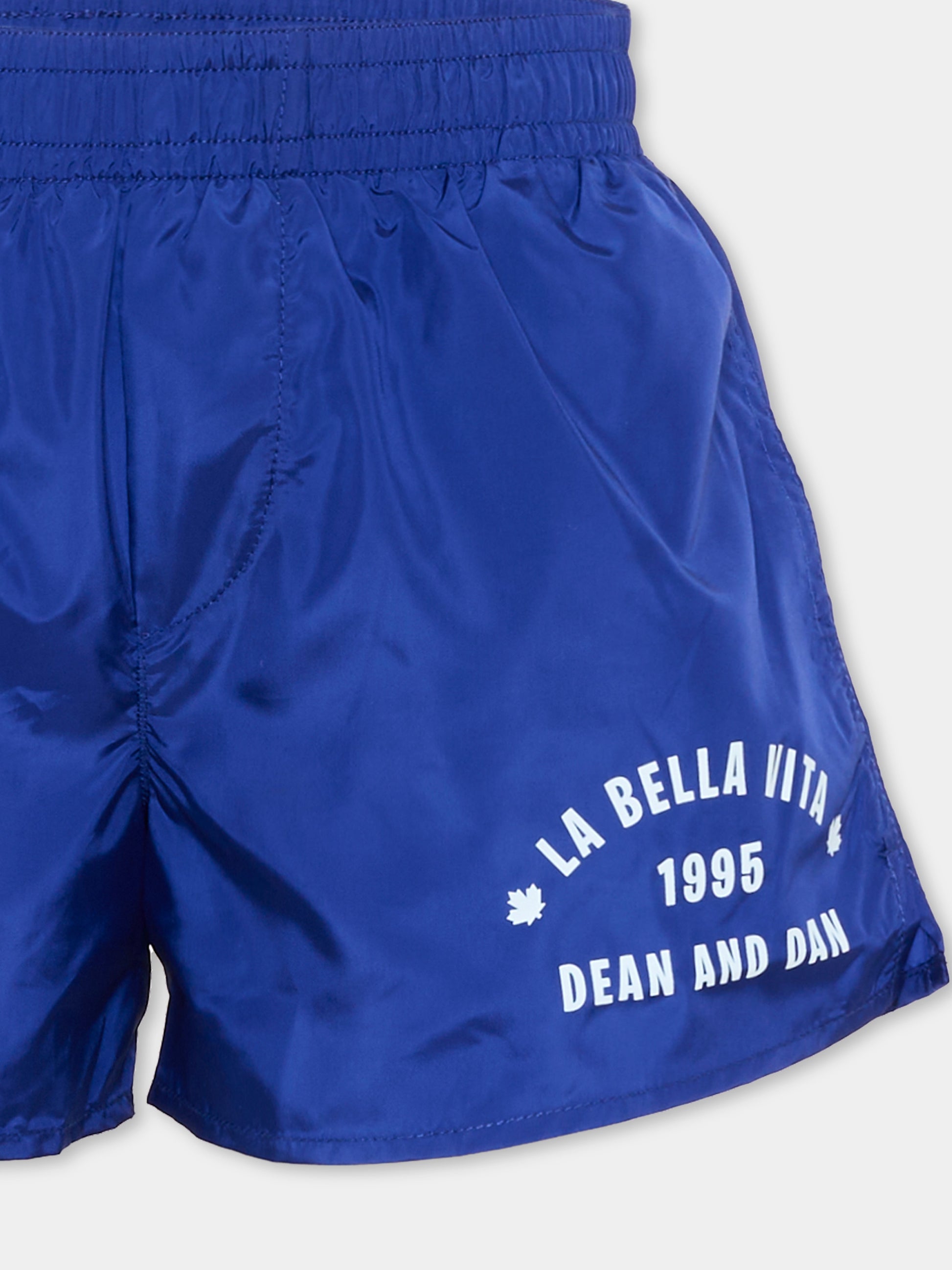 Boxer mare blu per bambino con logo,Dsquared2,DQ3358 D00QK DQ879