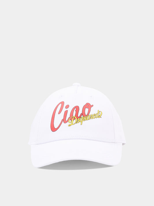 Cappello bianco per bambini con logo,Dsquared2,DQ3379 D00YT DQ100