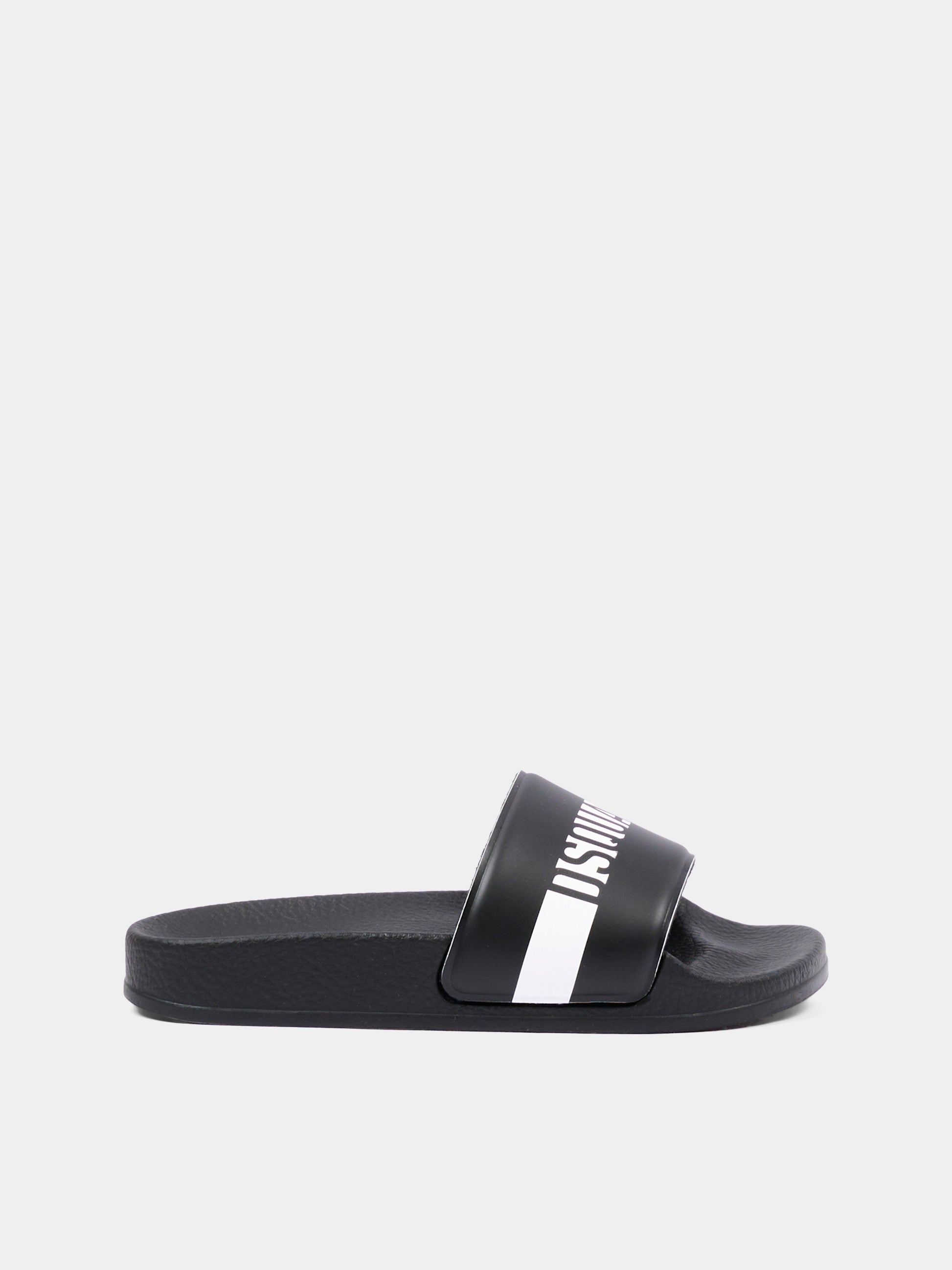 Ciabatte nere per bambini con logo,Dsquared2,DQ3383 KF025 DQ900