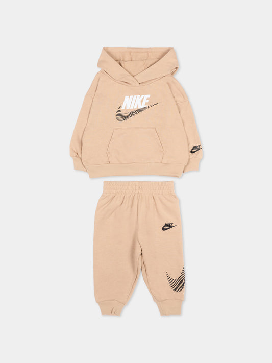 Completo sportivo beige per neonato con logo,Nike,66N738 X0L
