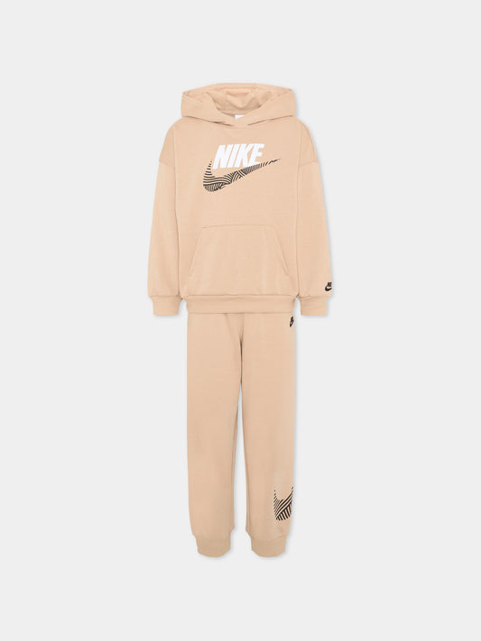 Completo sportivo beige per bambino con logo,Nike,86N738 X0L