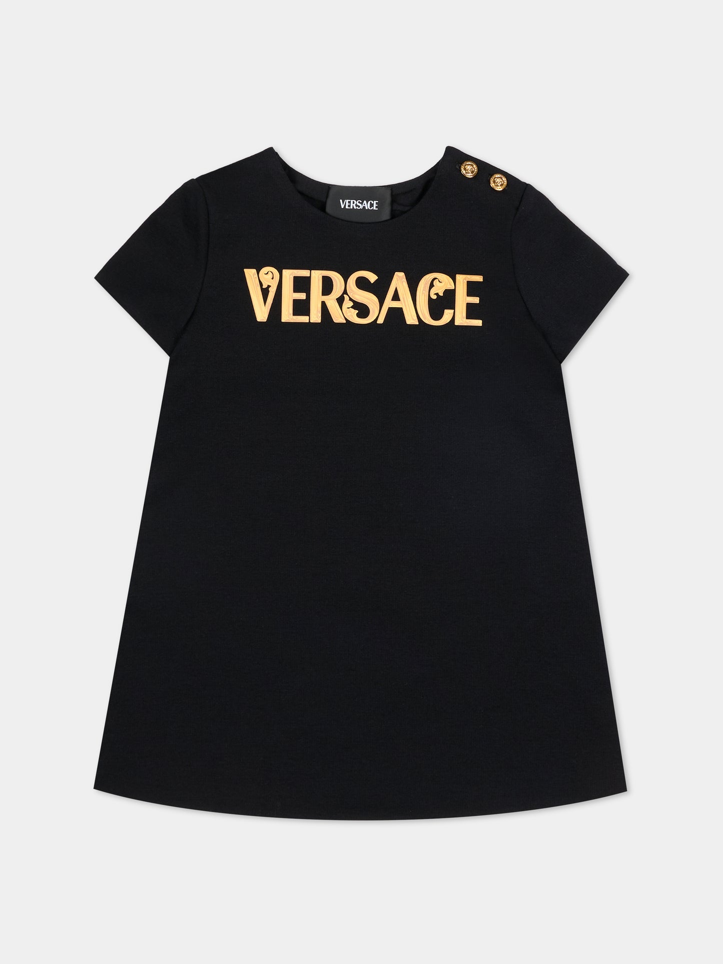 Vestito nero per neonata con logo,Versace,1023135 1A17130 2B130
