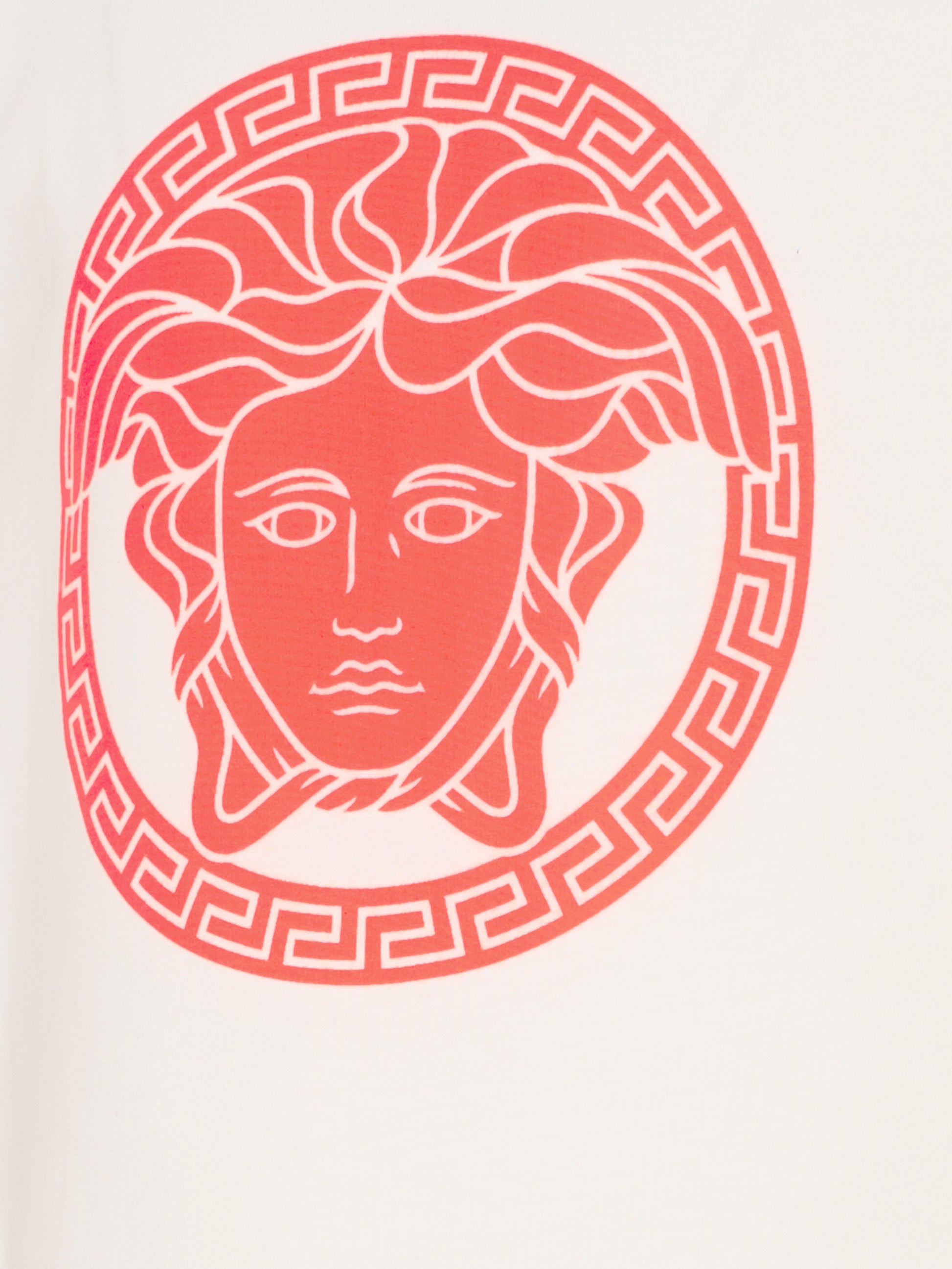 T-shirt avorio per bambini con Medusa arancione fluo,Versace,1018570 1A16957 2W830