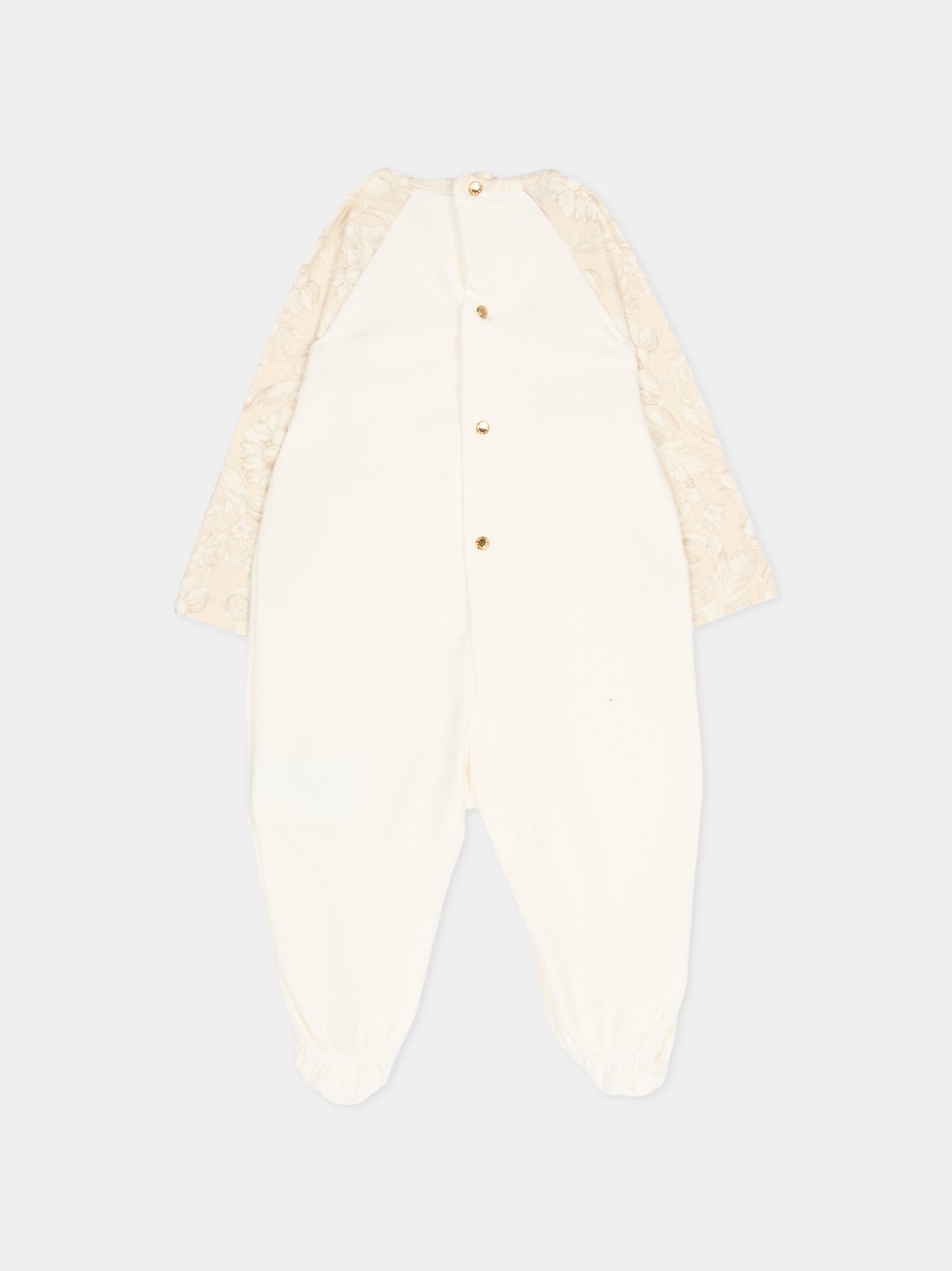 Set tutina avorio per neonati con logo e stampa Barocco,Versace,1022509 1A16592 2W2D0