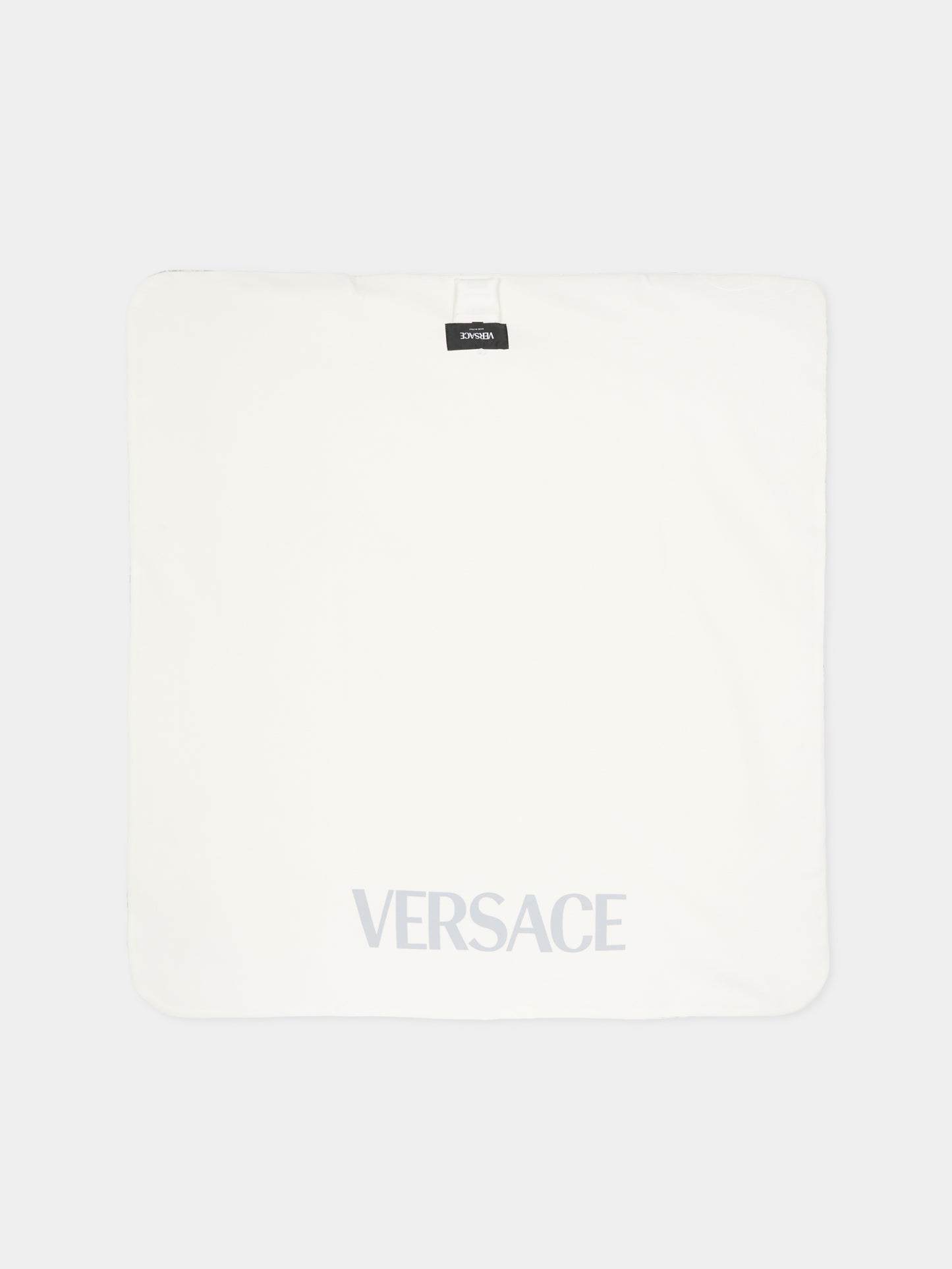 Coperta bianca per neonati con stampa Barocco,Versace,1017939 1A16894 2EO90