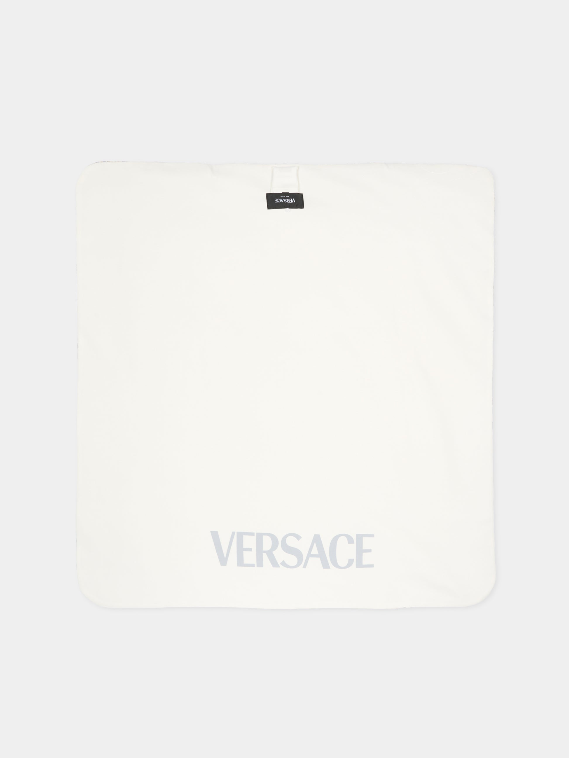 Coperta bianca per neonati con stampa Barocco,Versace,1017939 1A16894 2EO90