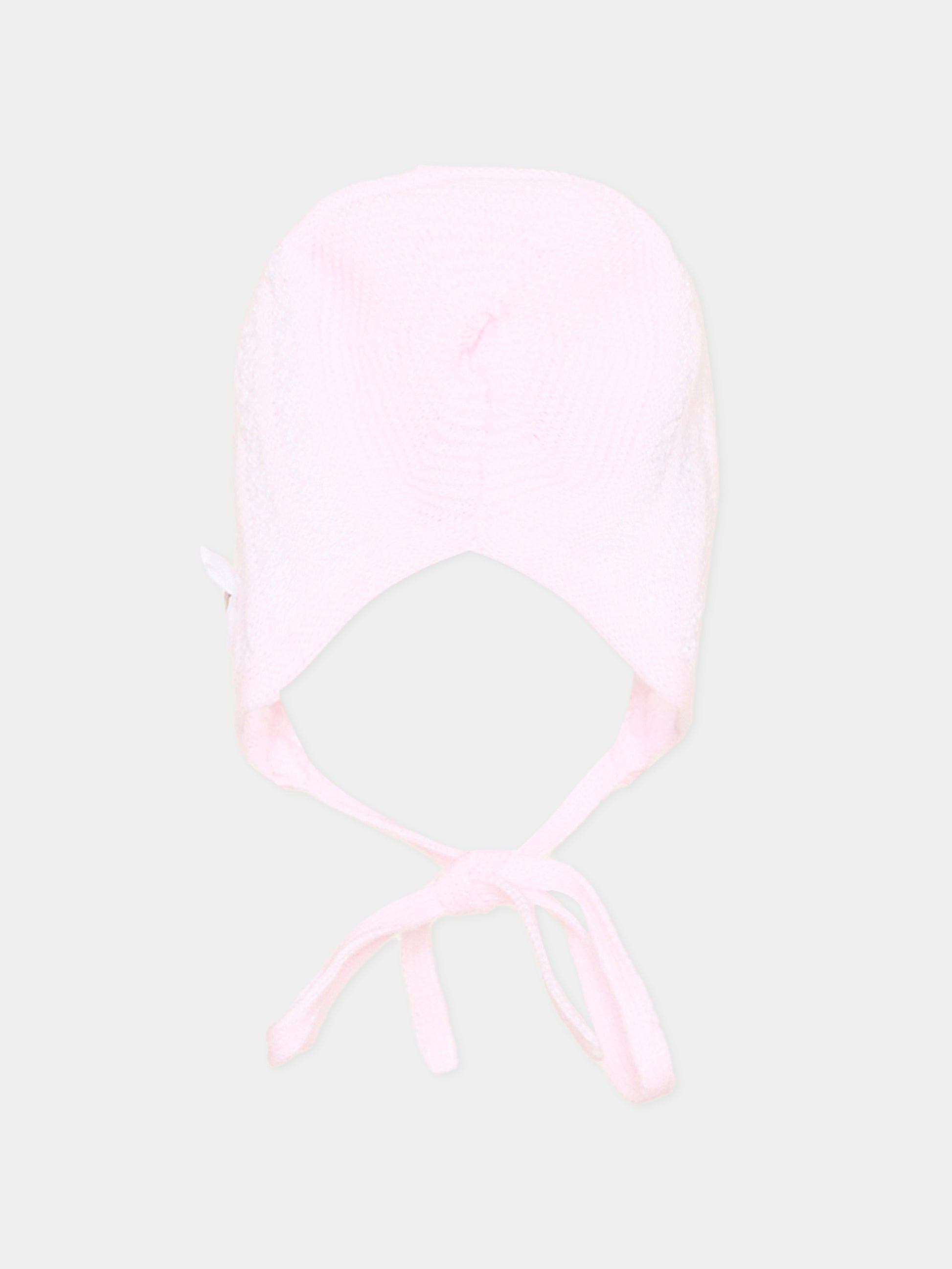 Cuffietta rosa in tricot per neonata,Paz Rodríguez,011 123384 3701 H82