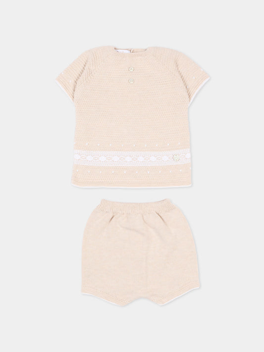 Completo nascita beige per neonati,Paz Rodríguez,103C 123497 7901 H82