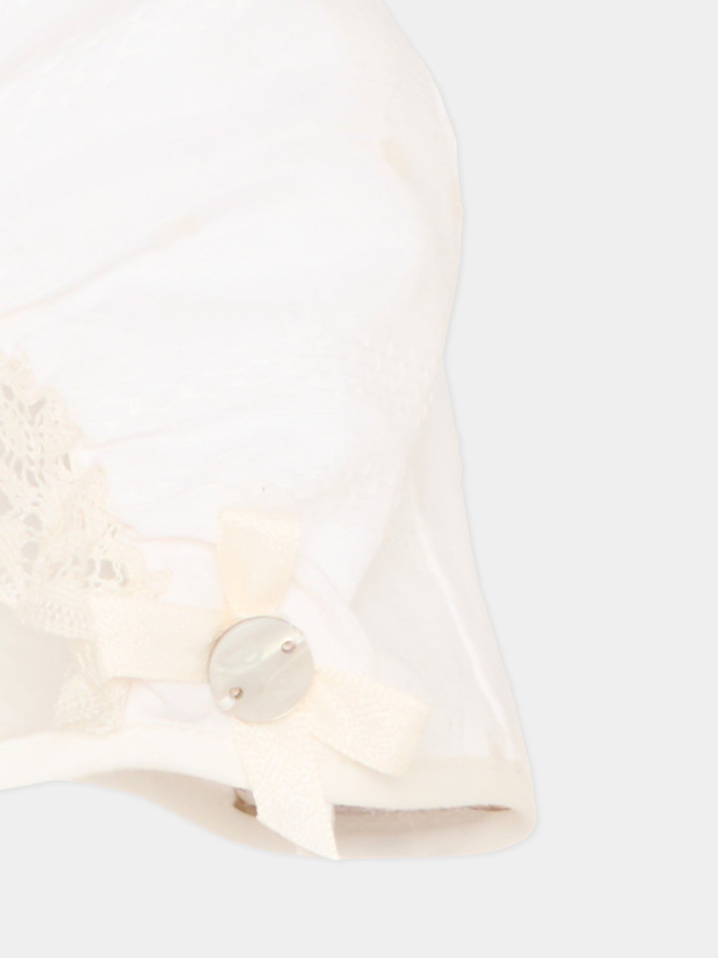 Cuffietta avorio per neonata con pizzo,Paz Rodríguez,011 153242 60 T2079