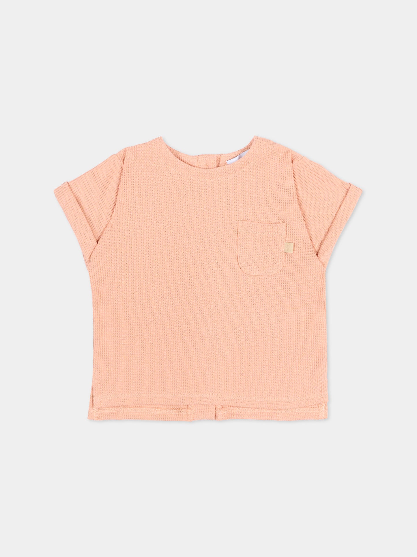 T-shirt rosa per neonata con taschino,Bamboom,1115TE00072 CORAL