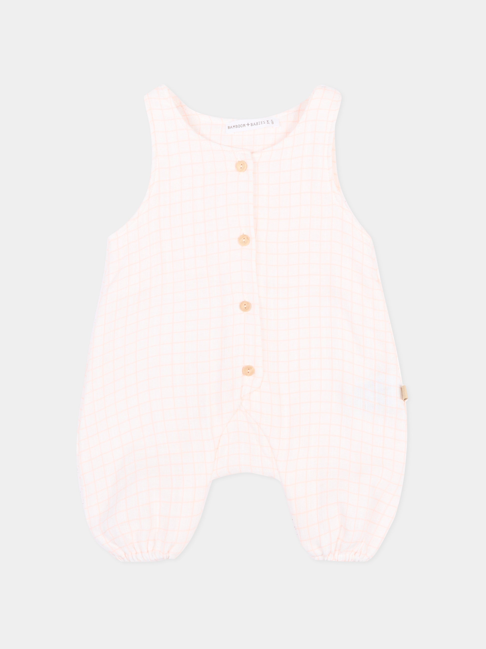 Pagliaccetto bianco per neonata a quadretti,Bamboom,1124TE00070 SQUARE WHITE/PINK