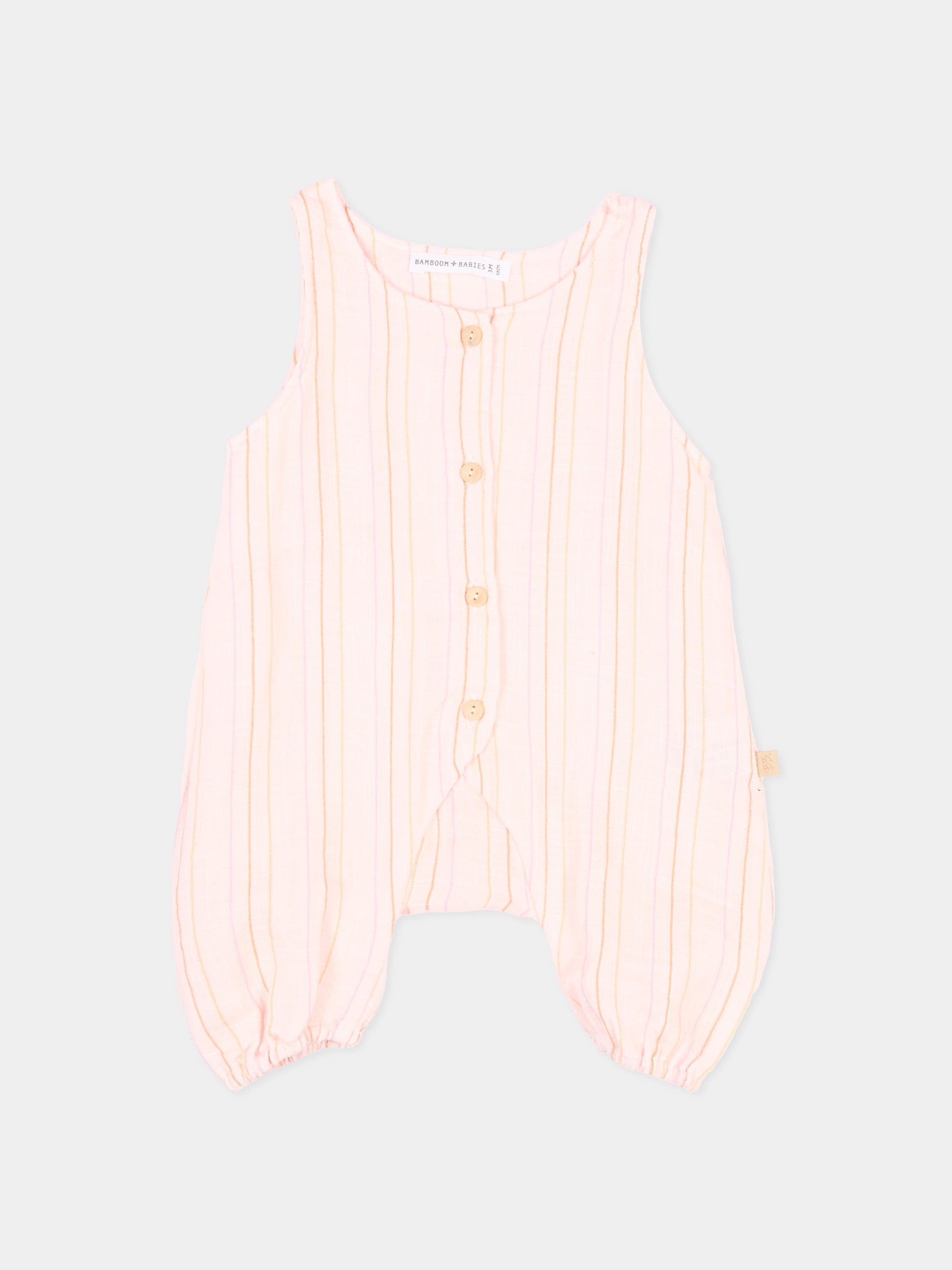 Pagliaccetto rosa a righe per neonata,Bamboom,1124TE00070 STRIPE PINK