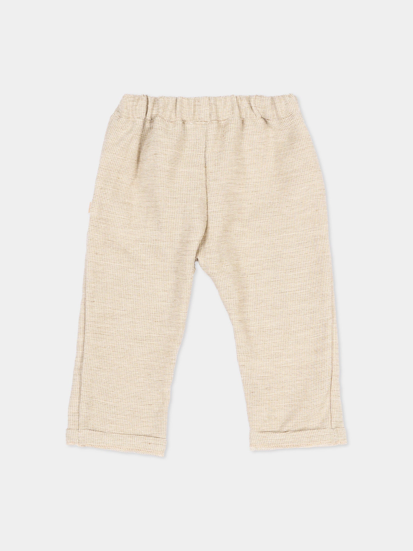 Pantaloni beige per neonata con pizzo,Bamboom,1148TE00076 MUSTARD