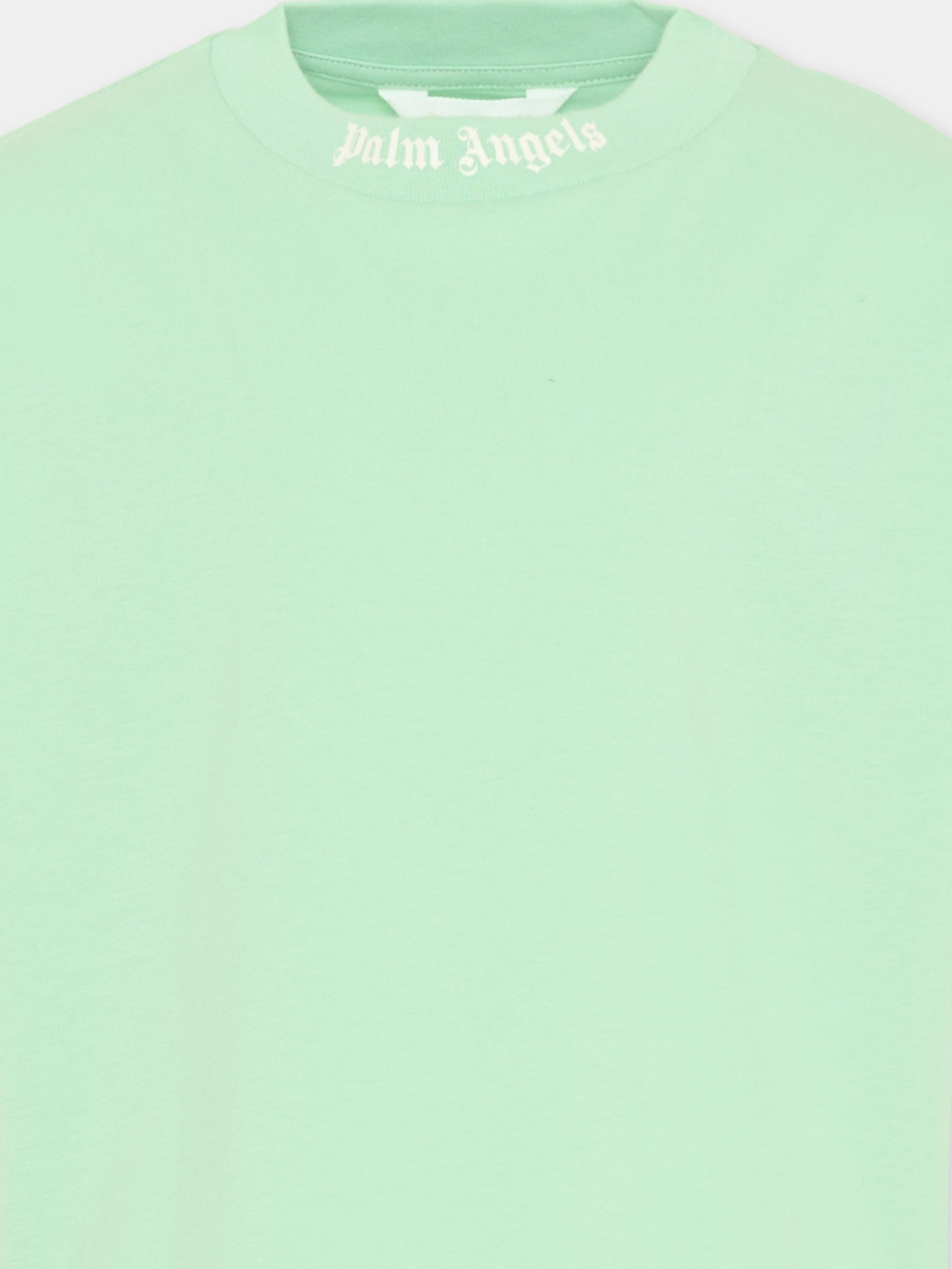 T-Shirt verde per bambini con logo,Palm Angels,PBAA002S26JER001 080