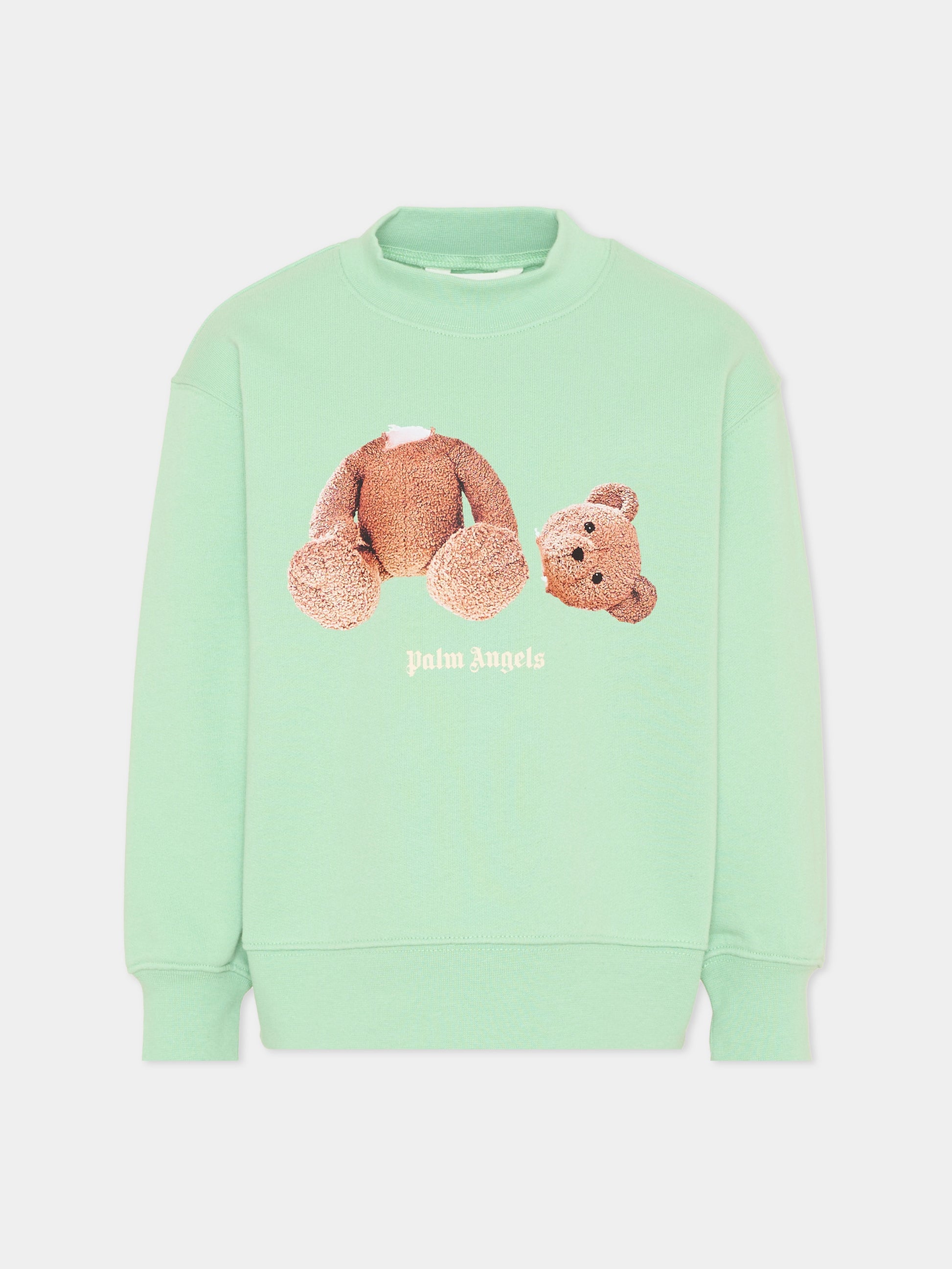 Felpa verde Palm Angels per bambini teddy bear,Palm Angels,PBBA012S26FLE002 080
